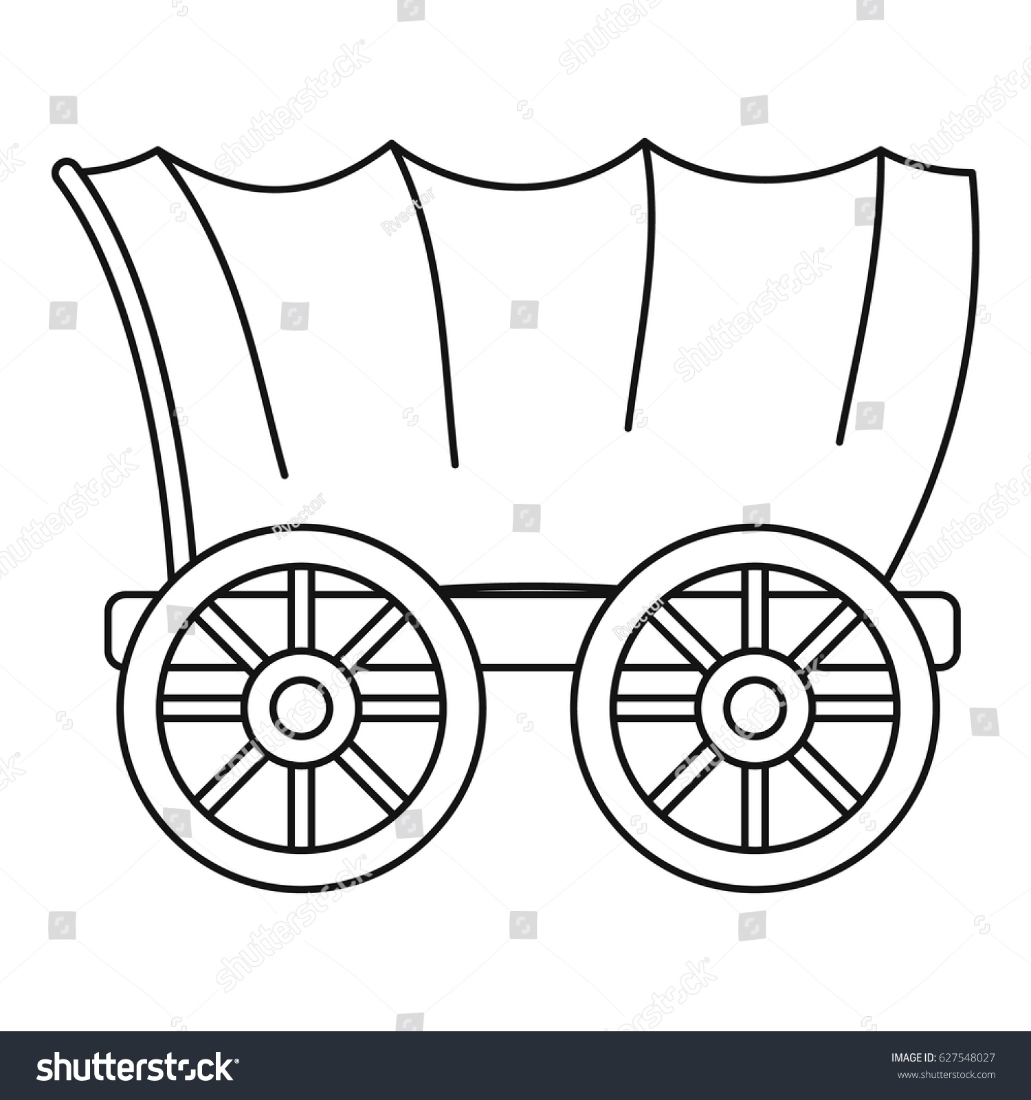 SVG of Ancient western covered wagon icon in outline style isolated on white background vector illustration svg