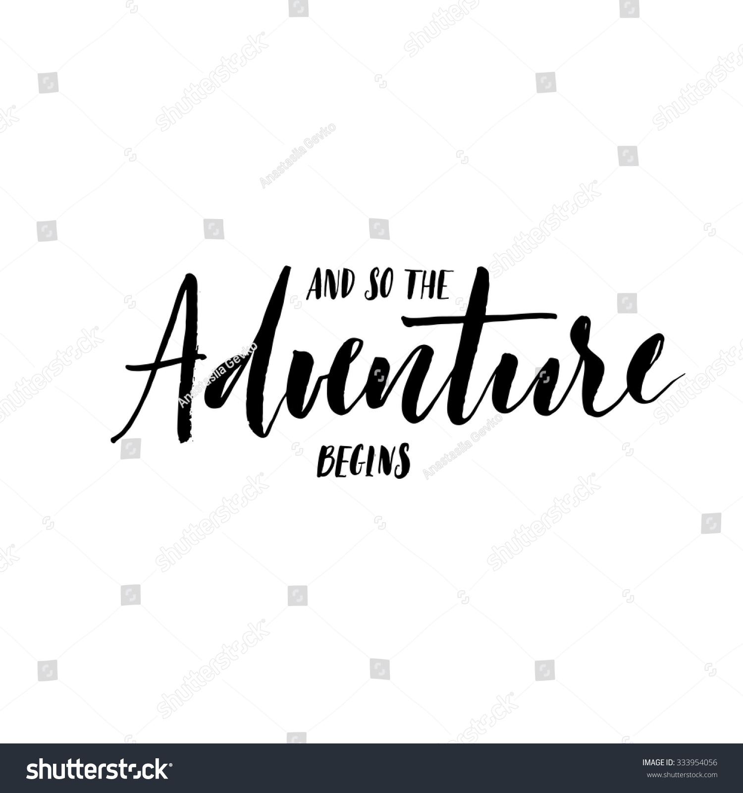 Adventure Begins Card Ink Illustration Hand Stock Vector (Royalty Free ...