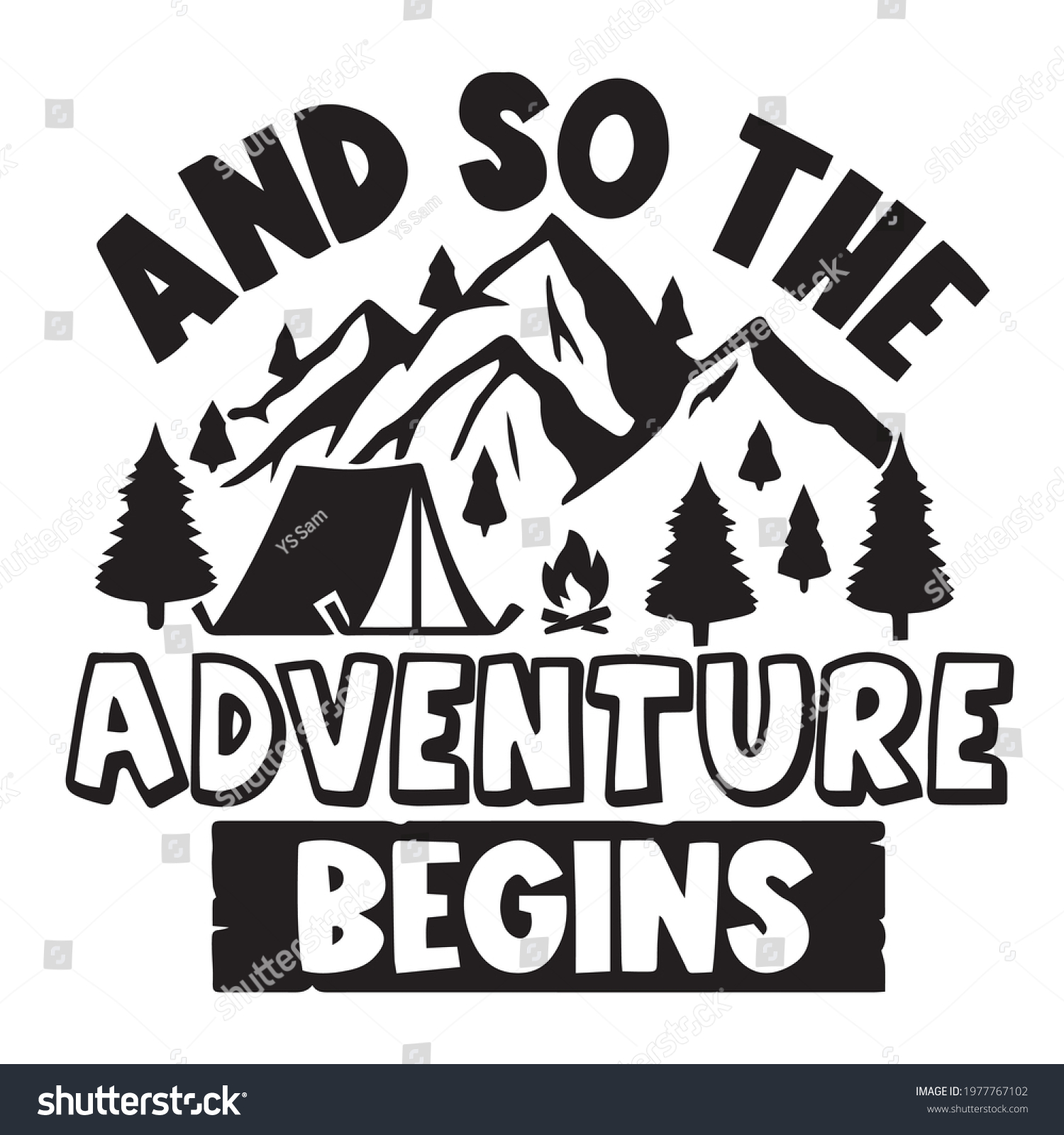 Adventure Begins Logo Inspirational Positive Quotes Stock Vector ...