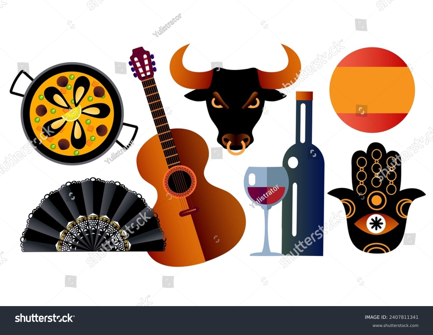 SVG of andalusian culture signs and icons, flamenco, corrida svg