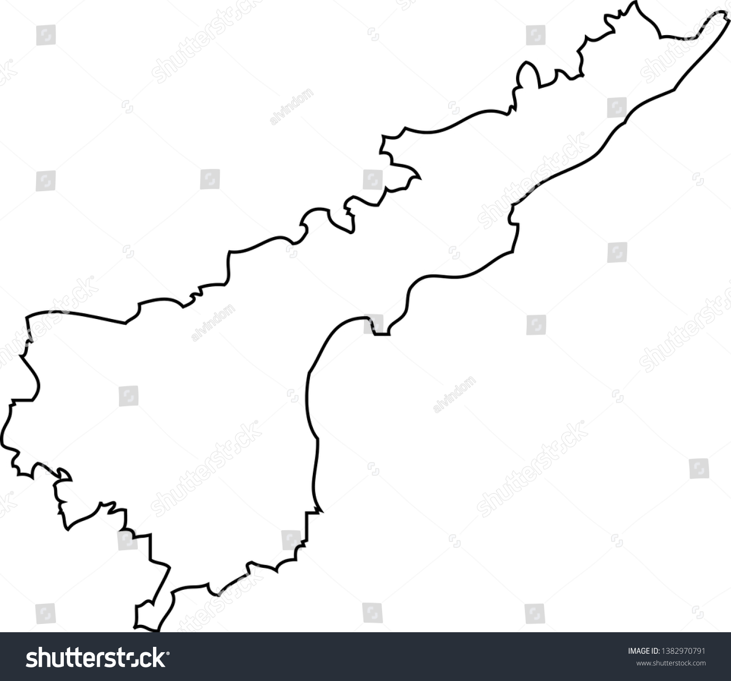 Andhra Pradesh Map India Region India Stock Vector (Royalty Free ...