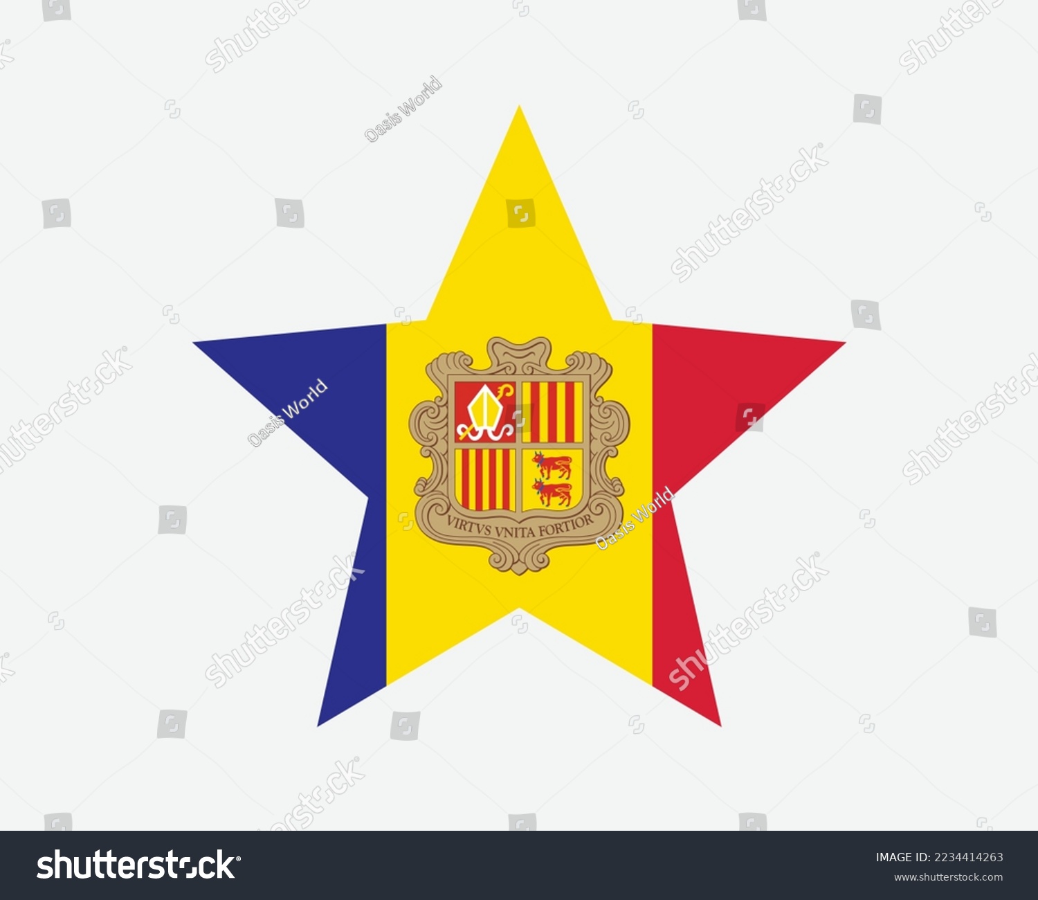 SVG of Andorra Star Flag. Andorran Star Shape Flag. Country National Banner Icon Symbol Vector 2D Flat Artwork Graphic Illustration svg