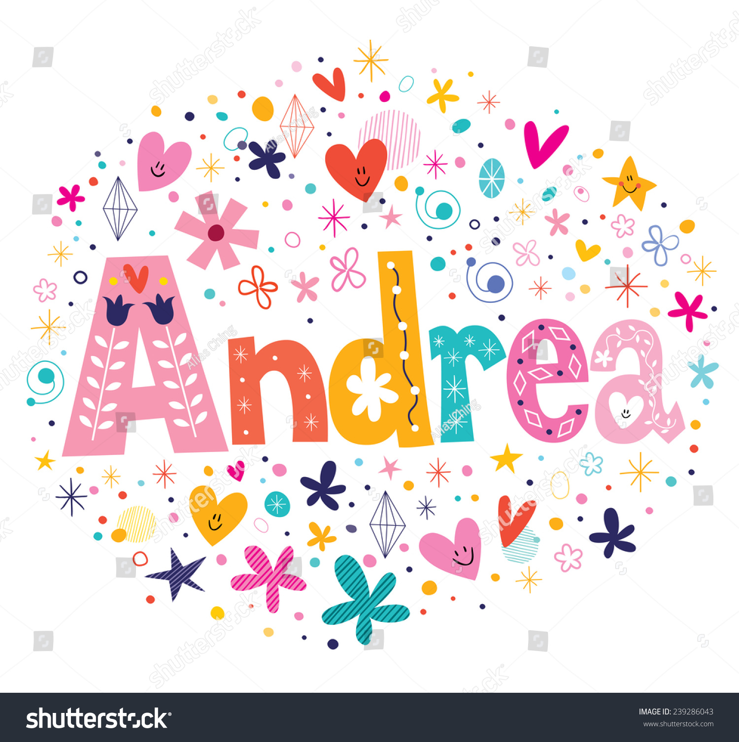 Andrea Female Name Decorative Lettering Type Design Stock Vector ...