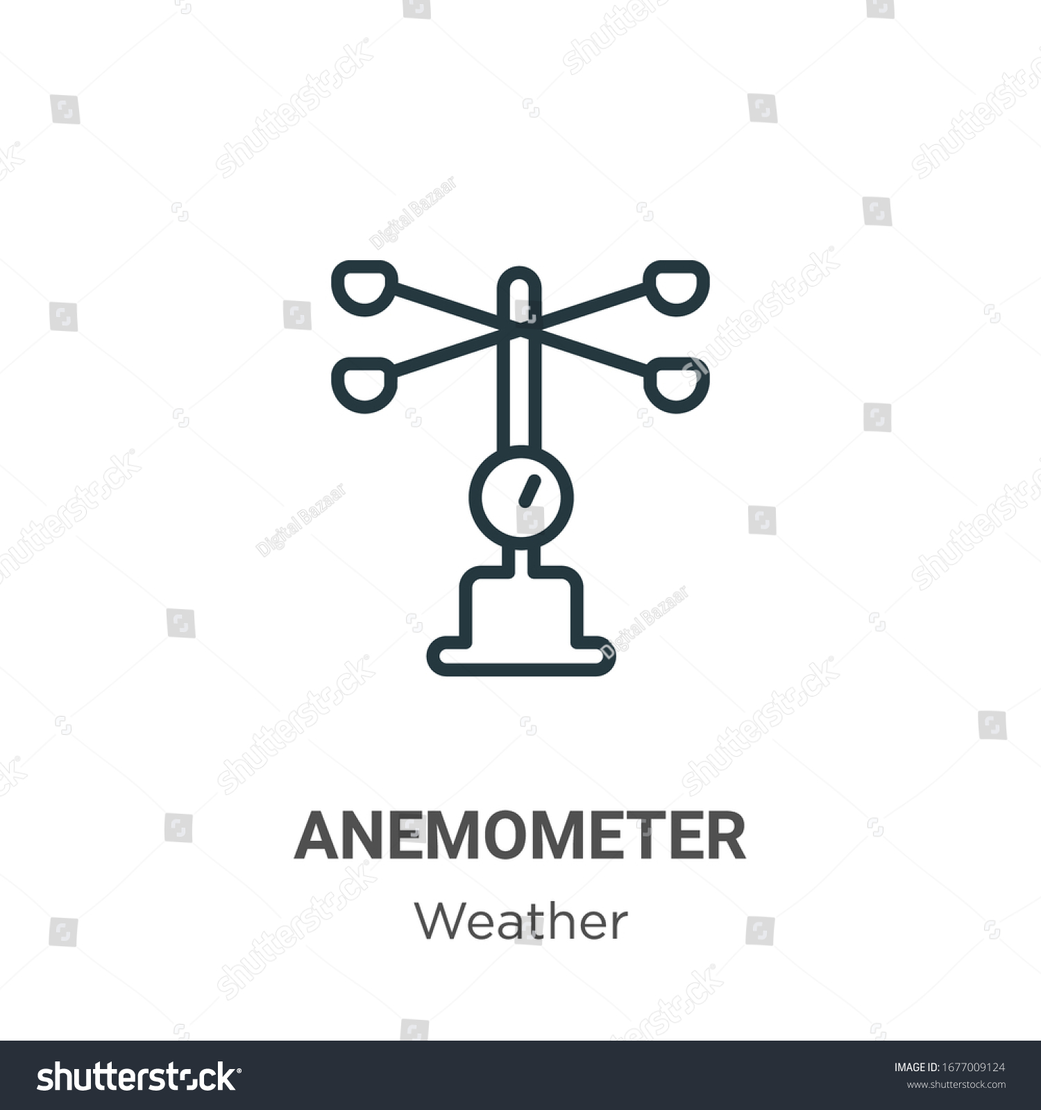 Anemometer Outline Vector Icon Thin Line Stock Vector Royalty Free