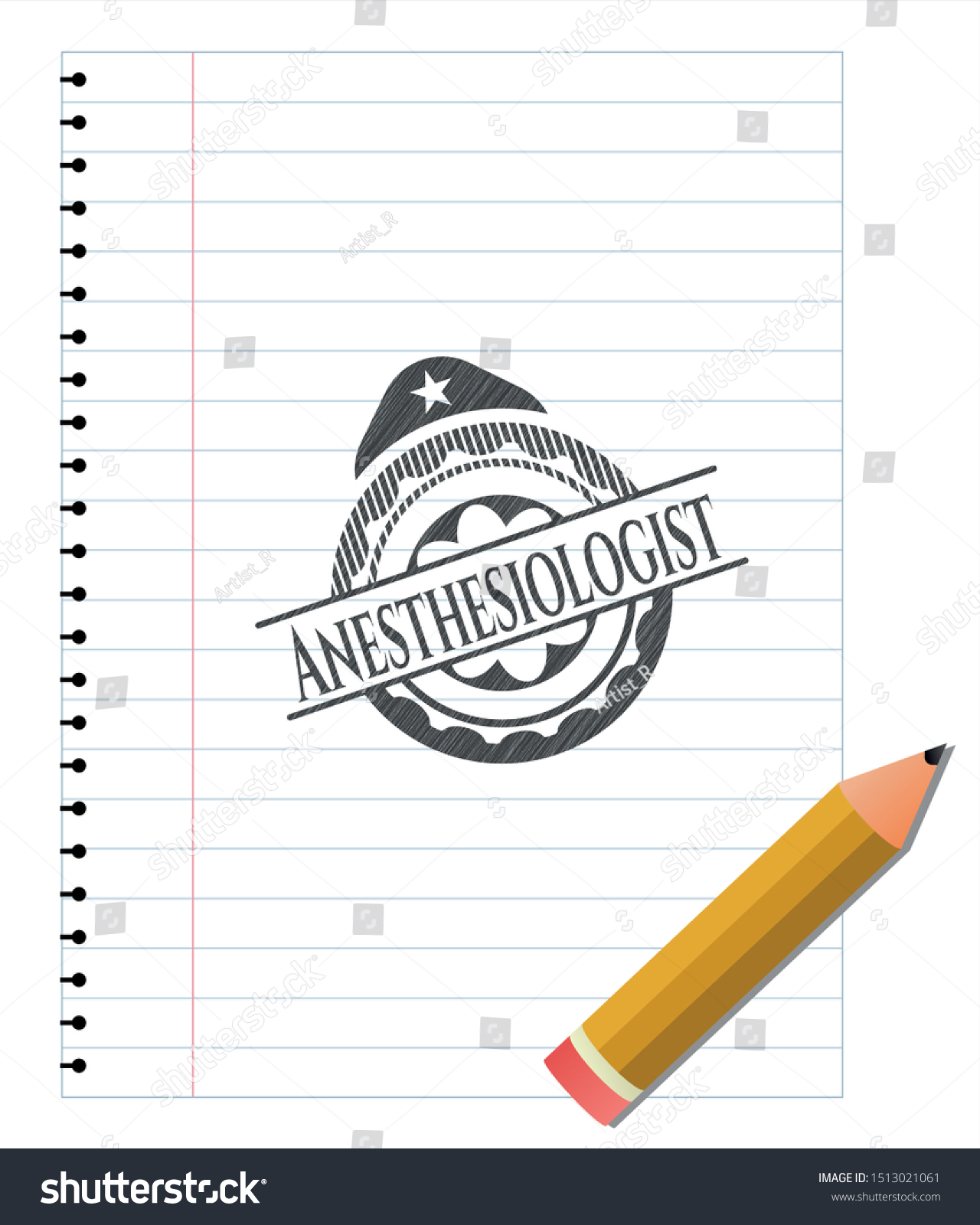 Anesthesiologist Draw Pencil Effect Vector Illustration Stock Vector