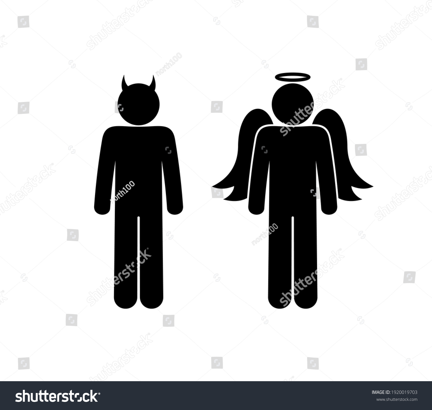 Angel Devil Illustration Stick Figure Icon Stock Vector (Royalty Free ...