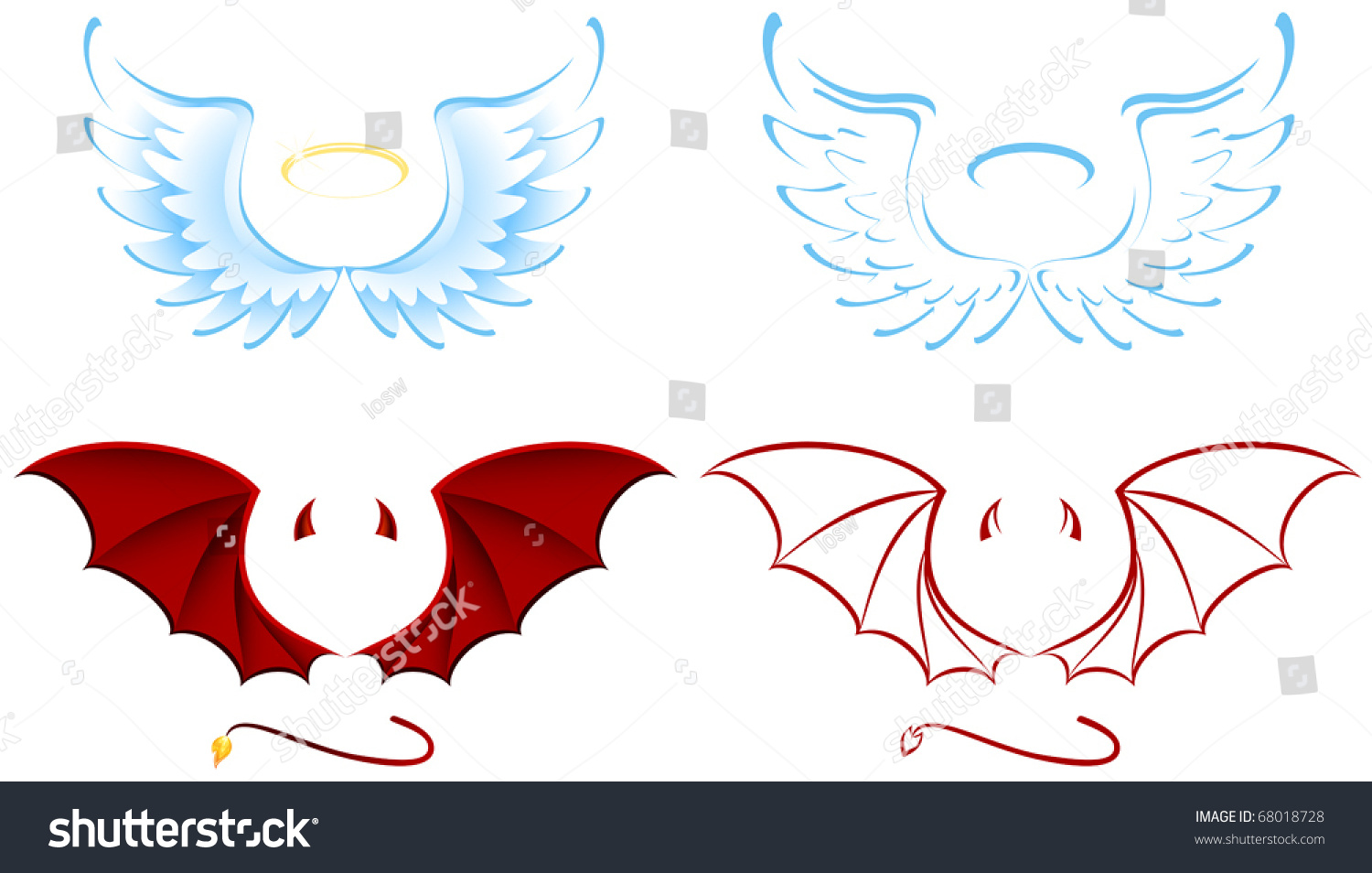 SVG of Angel and Devil wings, illustration svg