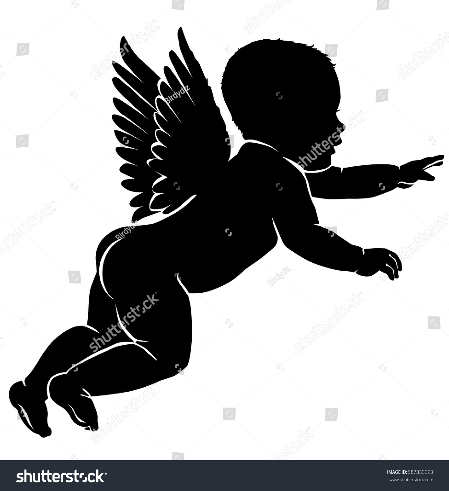 Angel Baby Silhouette Wings Stock Vector 587333393 ...