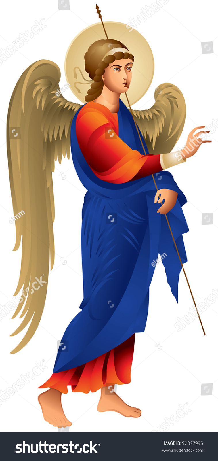 Angel In Vector, Archangel Gabriel From The Old Icon - 92097995 ...