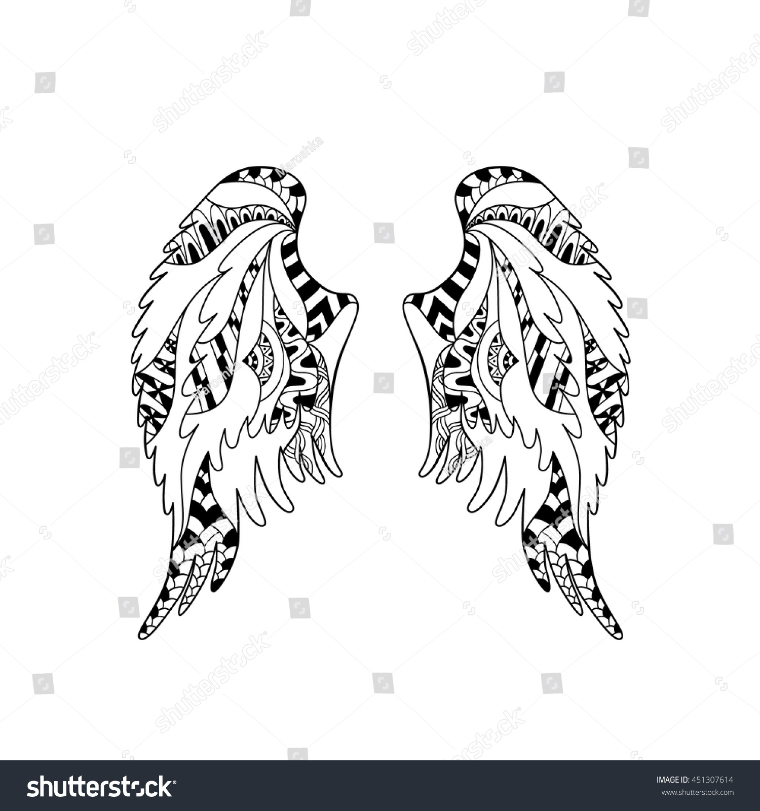 Download Angel Bird Wings Ornate Silhouette Vector Stock Vector ...