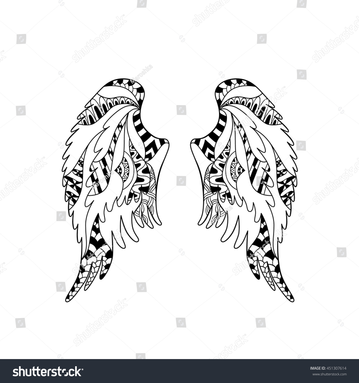 Angel Bird Wings Ornate Silhouette Vector Stock Vector ...