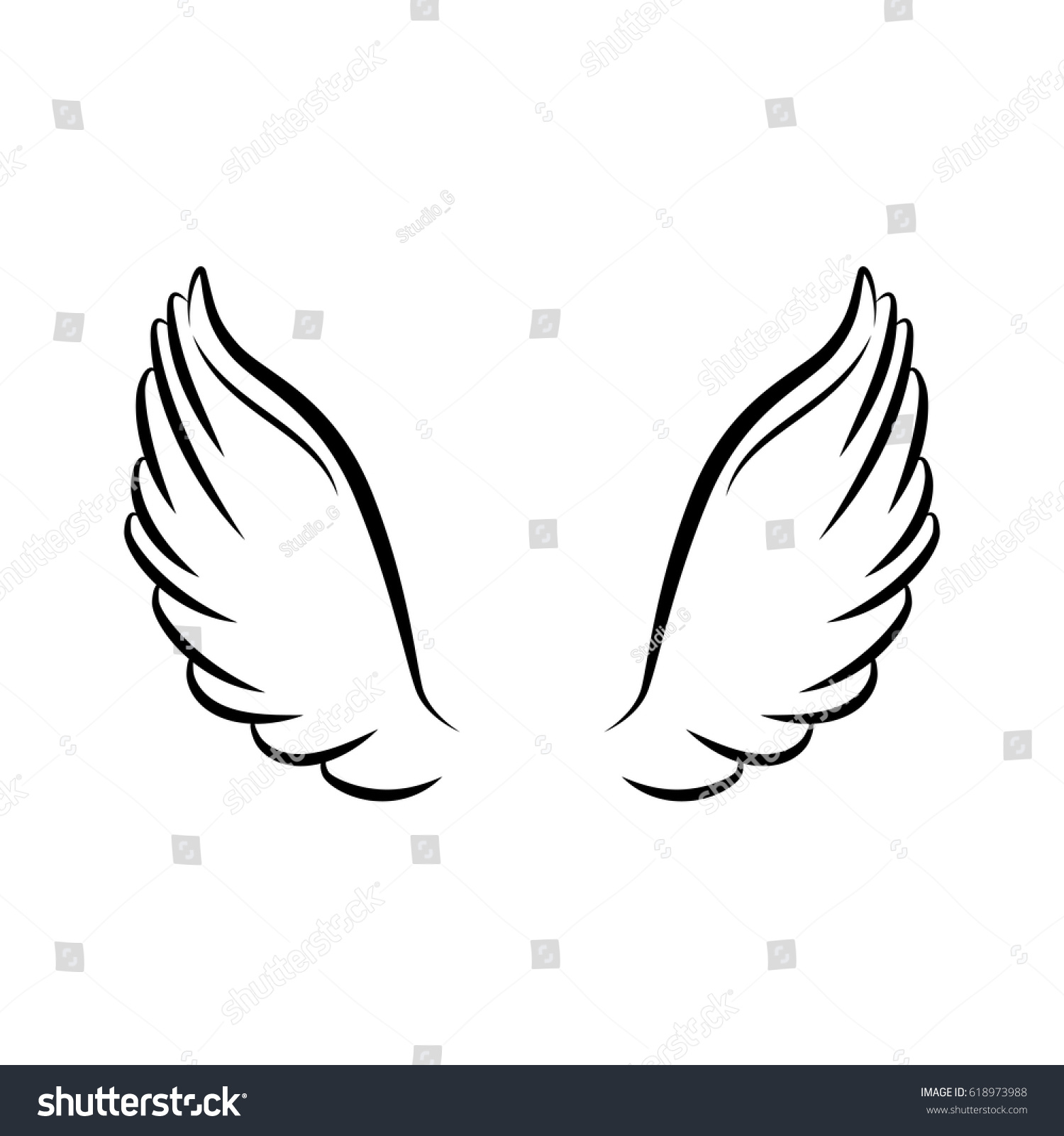 Angel Wings Isolated Icon Stock Vector 618973988 - Shutterstock