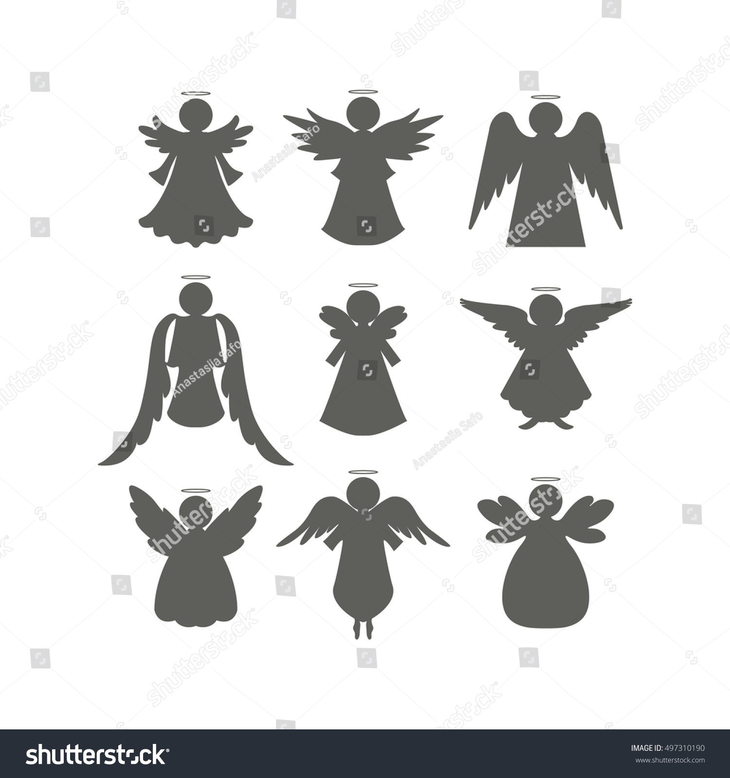 Angels Collection Vector Silhouette Stock Vector (Royalty Free) 497310190