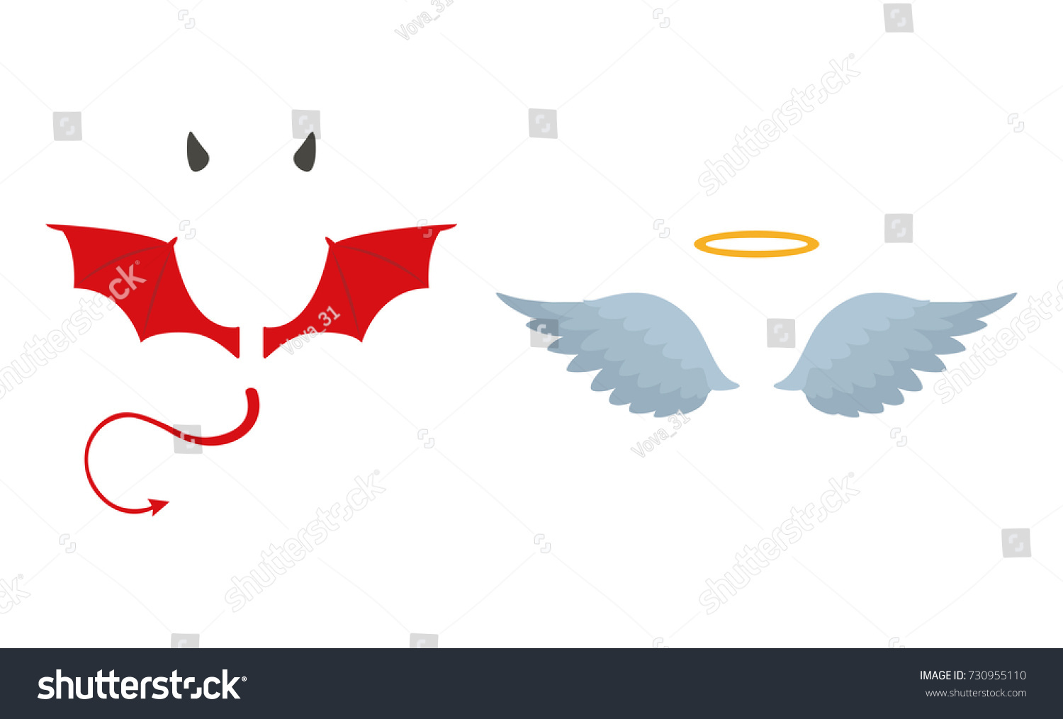 SVG of Angels halo and devils black and red horns. Vector illustration svg