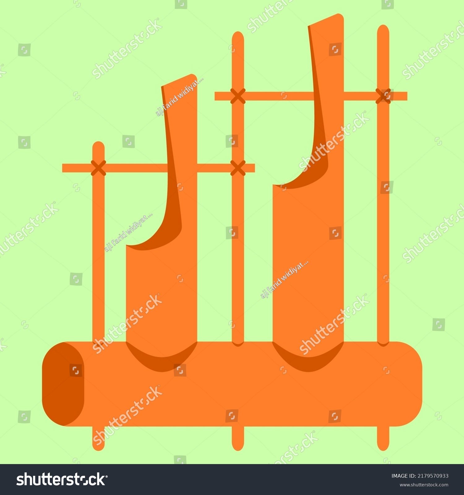 Angklung One Traditional Musical Instruments Indonesia Stock Vector