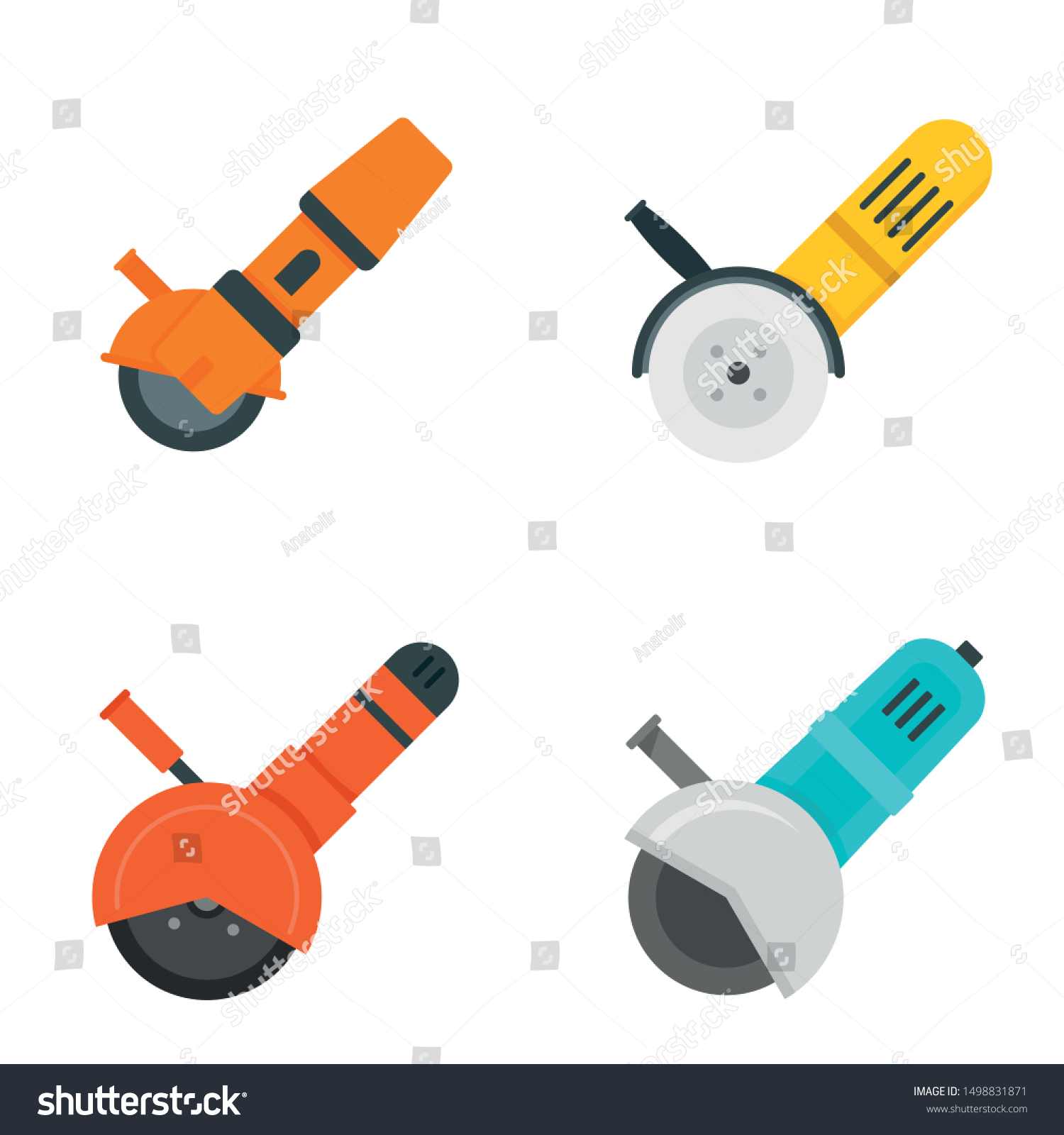 Angle Grinder Icon Set Flat Set Stock Vector (Royalty Free) 1498831871