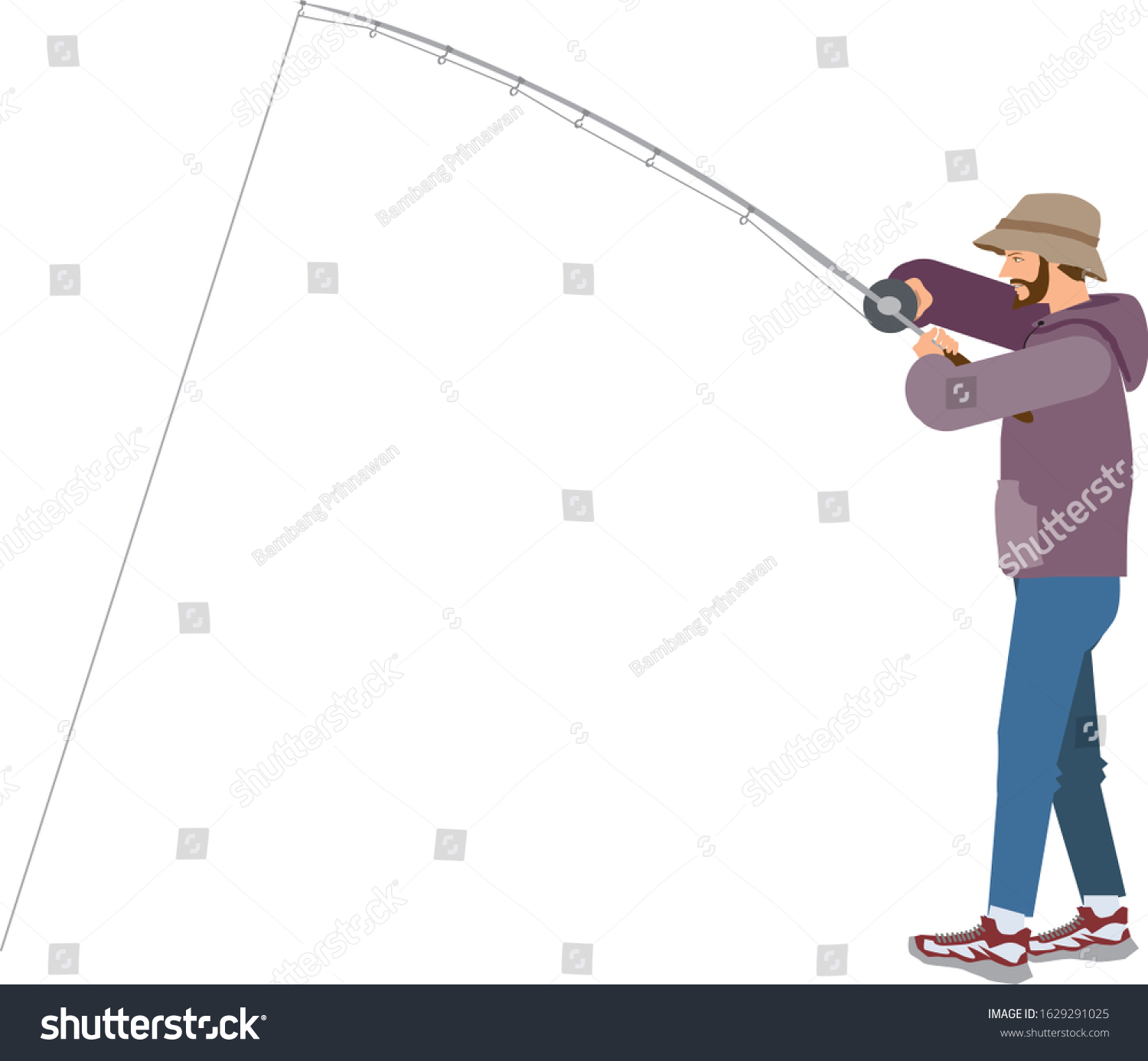 Angler Man Fishing Vector Stock Vector (Royalty Free) 1629291025 ...