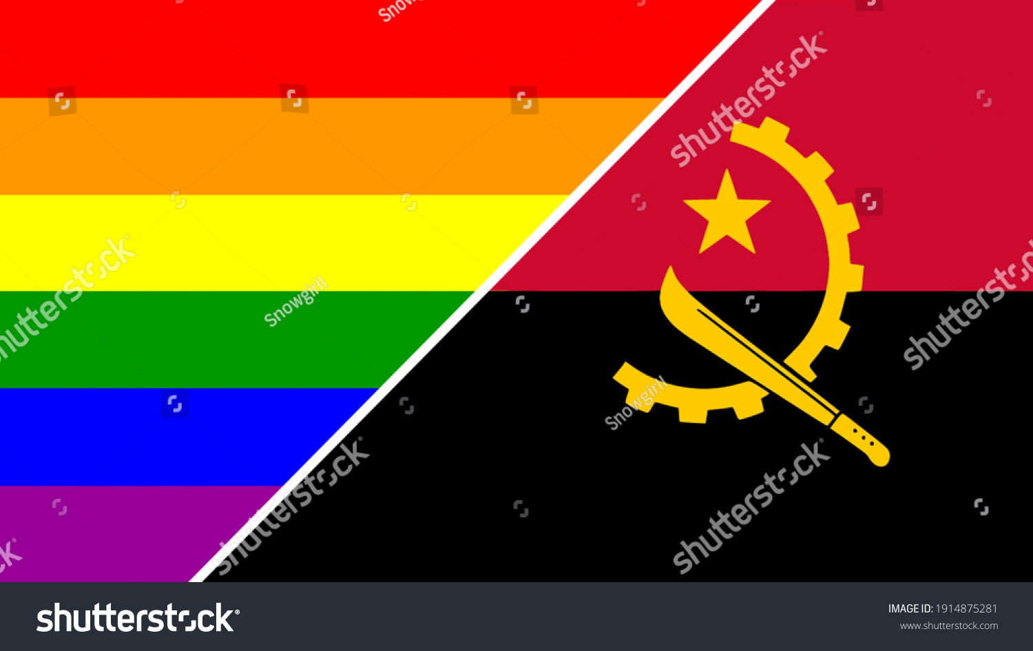 Angola Flag Lgbt Flag Vector Illustration Stock Vector Royalty Free 1914875281 Shutterstock