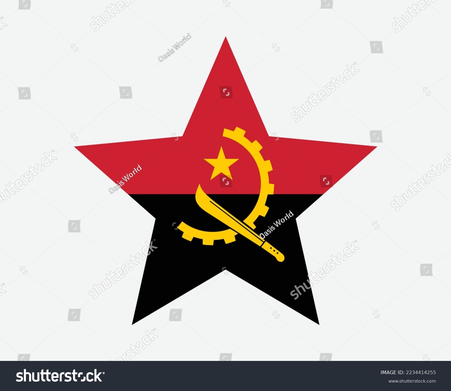 SVG of Angola Star Flag. Angolan Star Shape Flag. Country National Banner Icon Symbol Vector 2D Flat Artwork Graphic Illustration svg