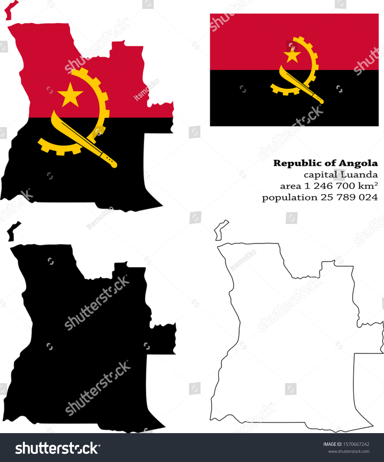 Angola Vector Map Flag Borders Mask Stock Vector (Royalty Free ...