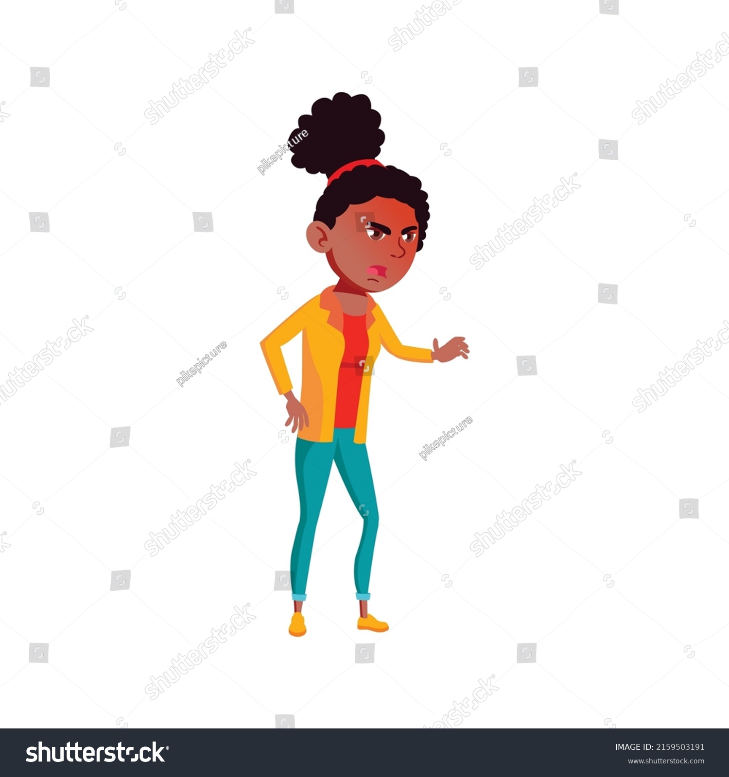 Angry African Girl Pupil Shouting Classmate Stock Vector (Royalty Free ...