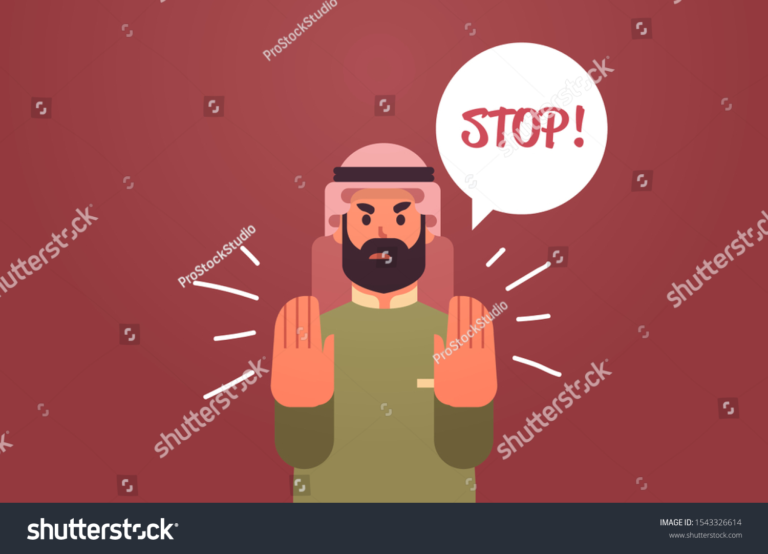 Angry Arab Man Saying Stop Speech Stock Vector (Royalty Free) 1543326614