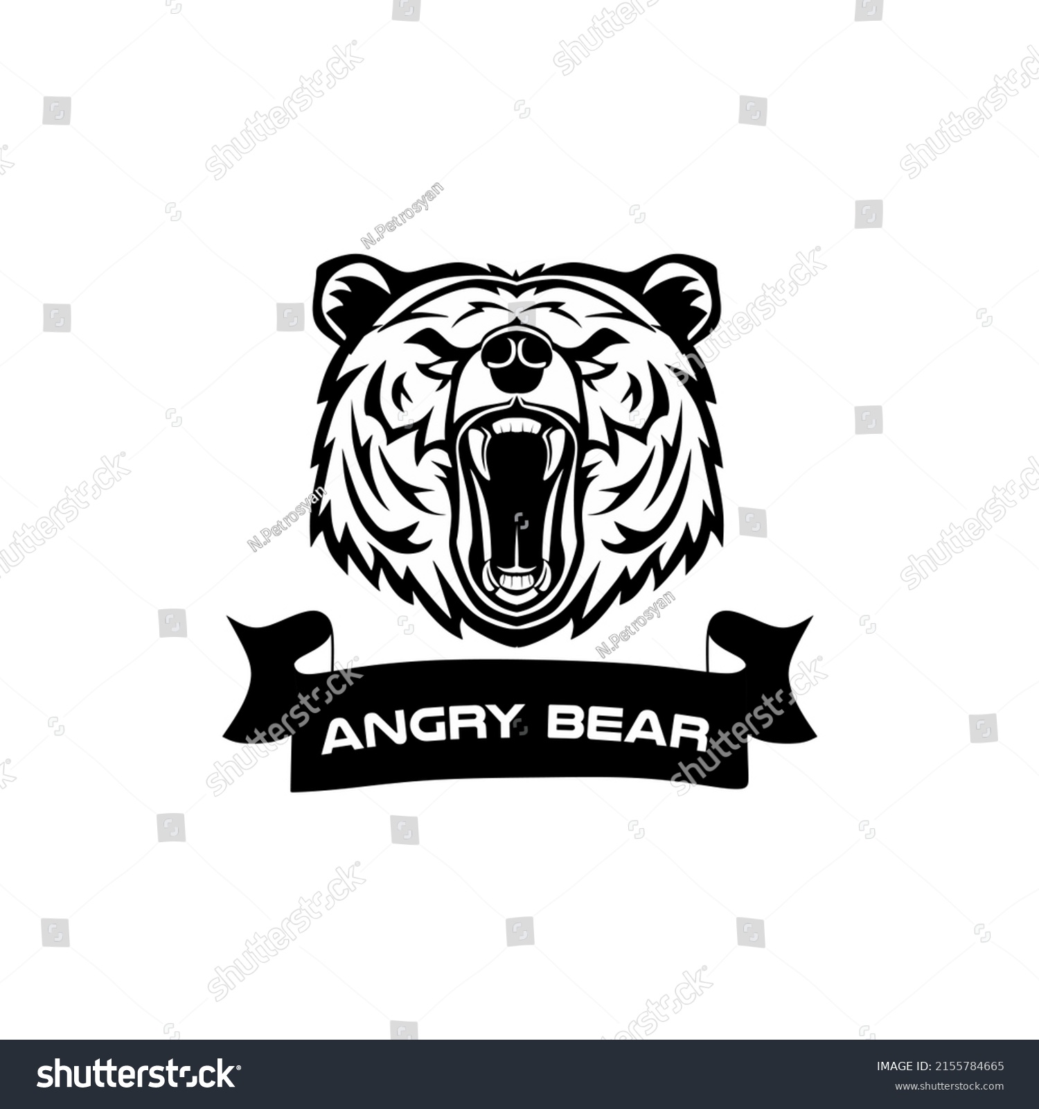Stock Vector Angry Bear Emblem Print Design For T Shirt Aggressive Bear Is A Symbol Of A Sports Team Bear 2155784665 