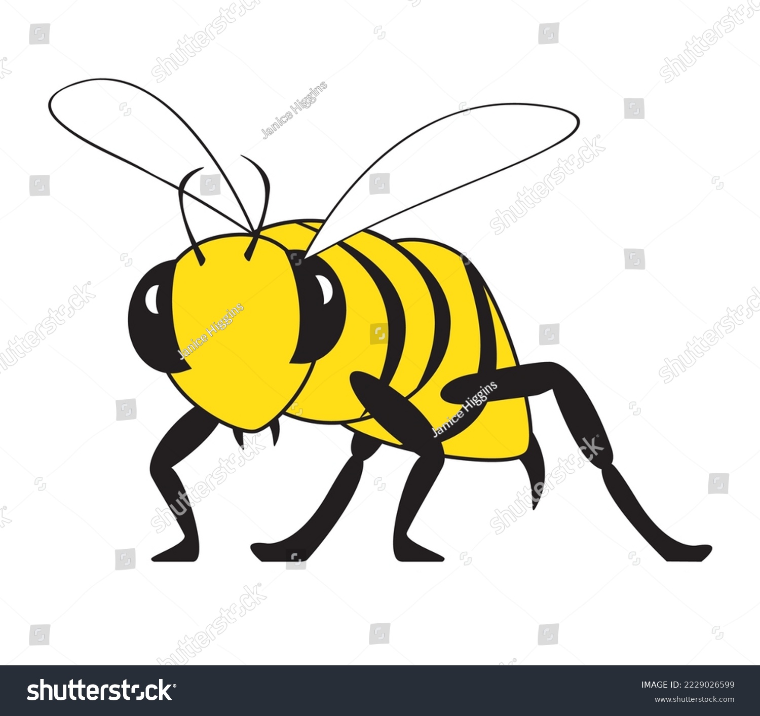 SVG of Angry bee looking at you isolated on white. Yellow jacket looking angry with stinger. Pest control svg