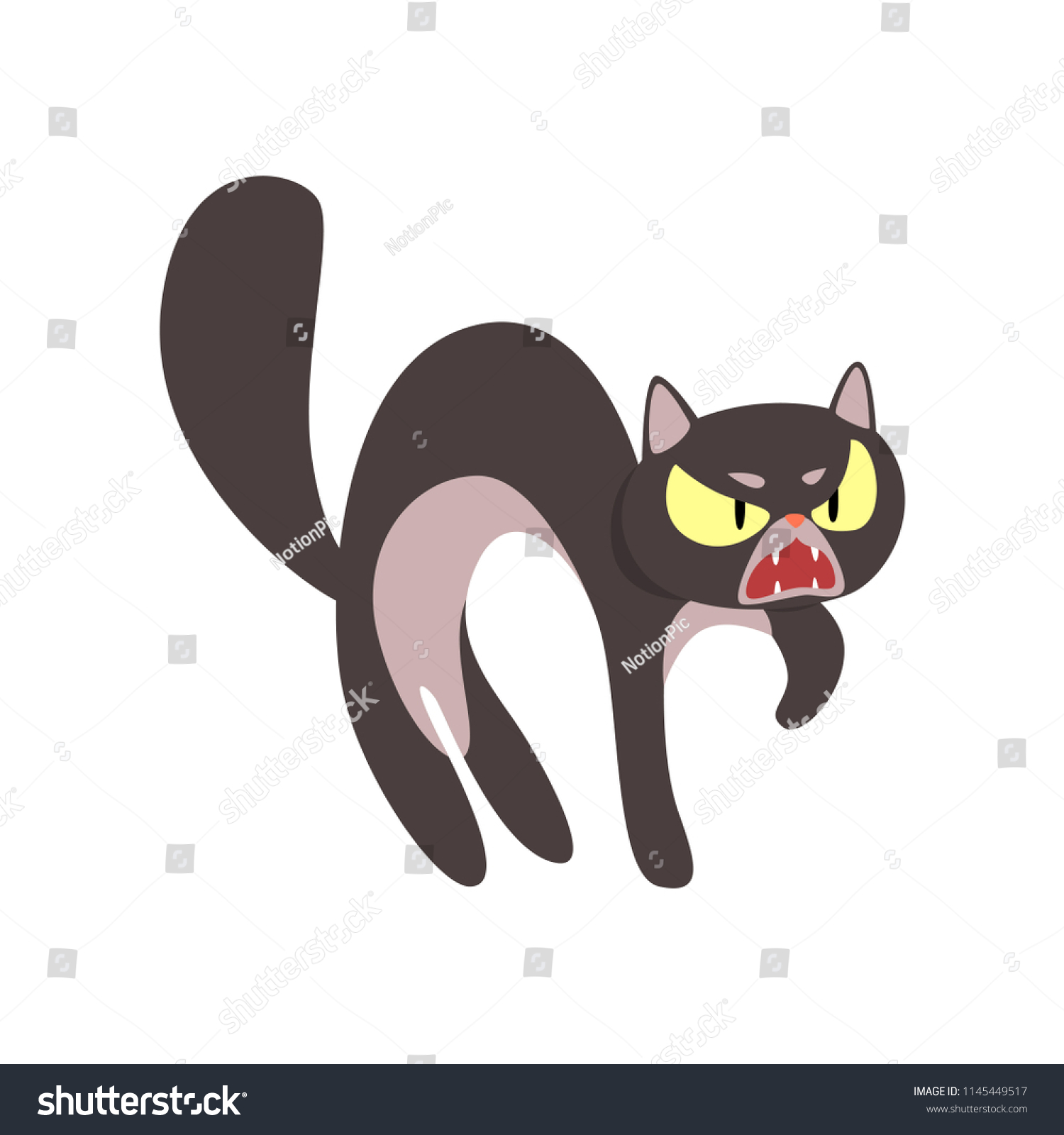 Angry Black Cat Cartoon Character Vector Stock Vector (Royalty Free ...