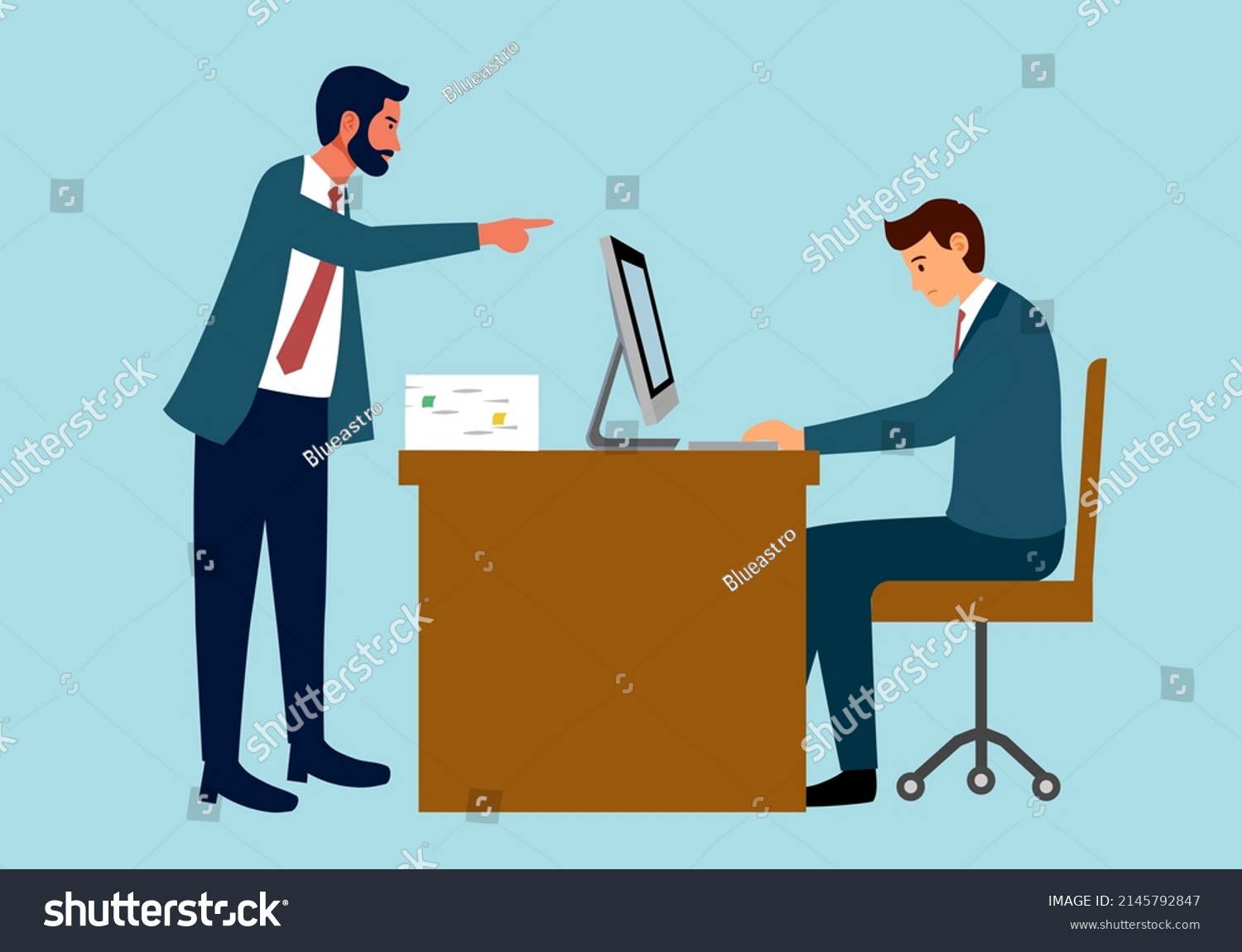 Angry Boss Blaming His Employee Work Stock Vector (royalty Free 