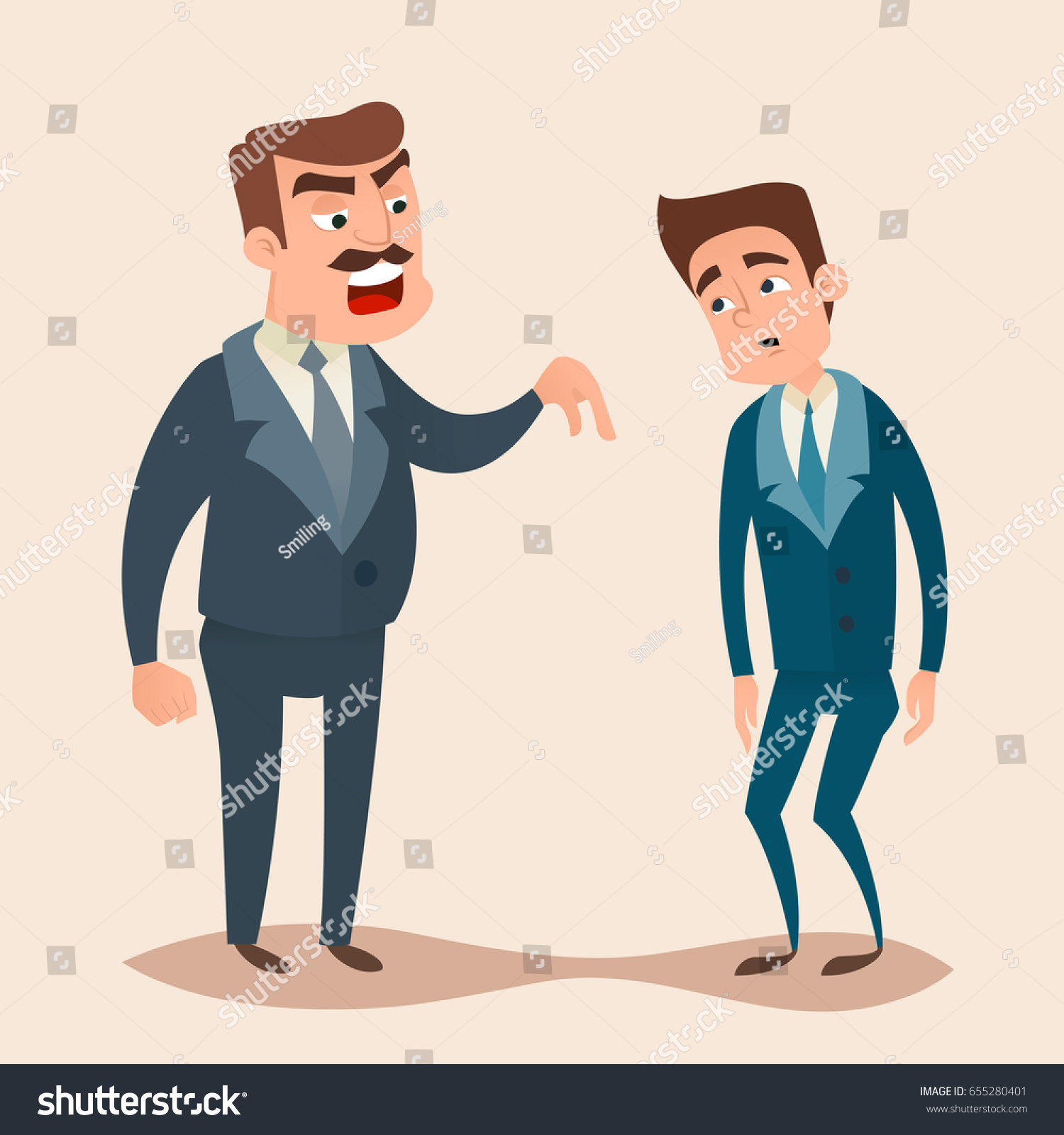 Angry Boss Man Character Screams Shouting Stock Vector 655280401 ...