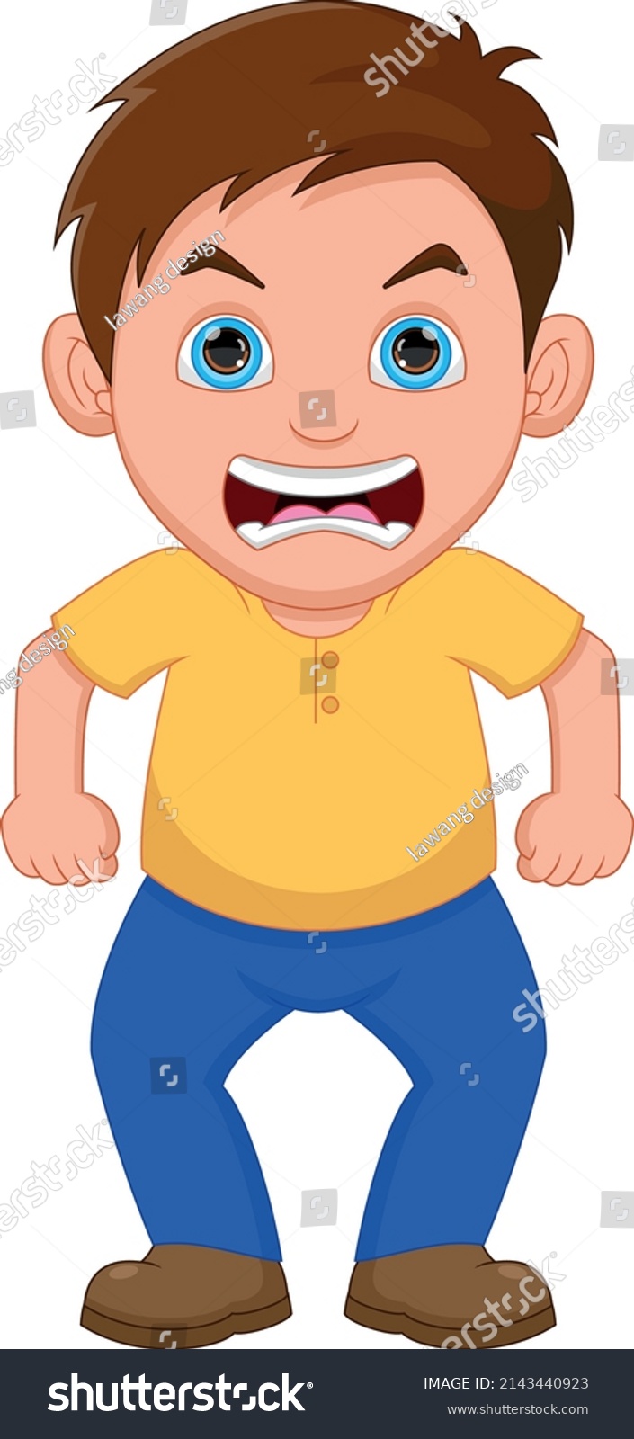 Angry Boy Cartoon Isolated On White Stock Vector (Royalty Free ...