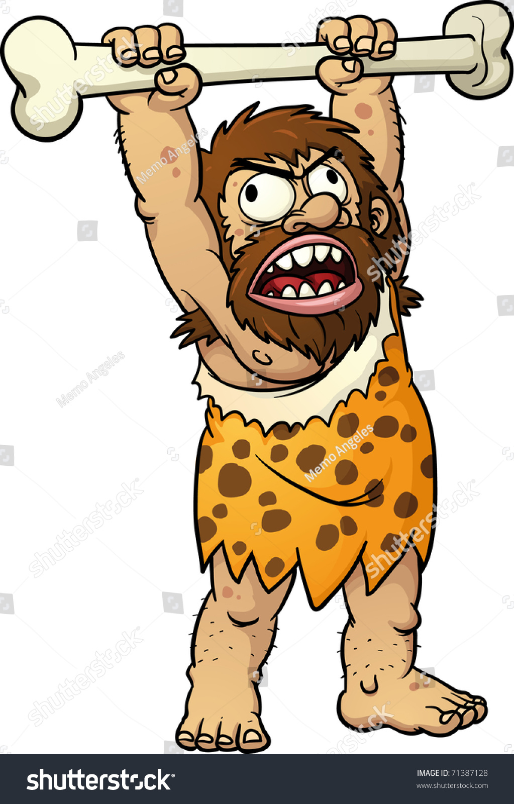 Angry Cartoon Caveman Yelling Holding Big Stock Vector 71387128 ...