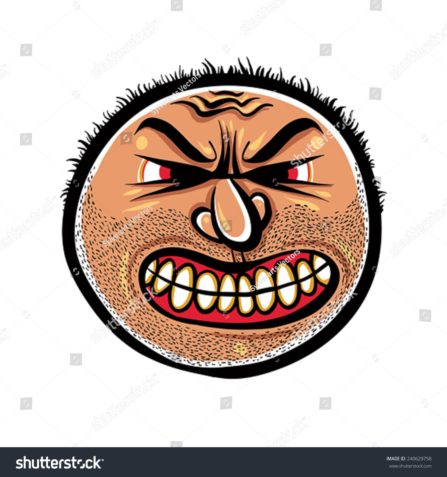 Angry Cartoon Face Stubble Vector Illustration 스톡 벡터로열티 프리 240629758
