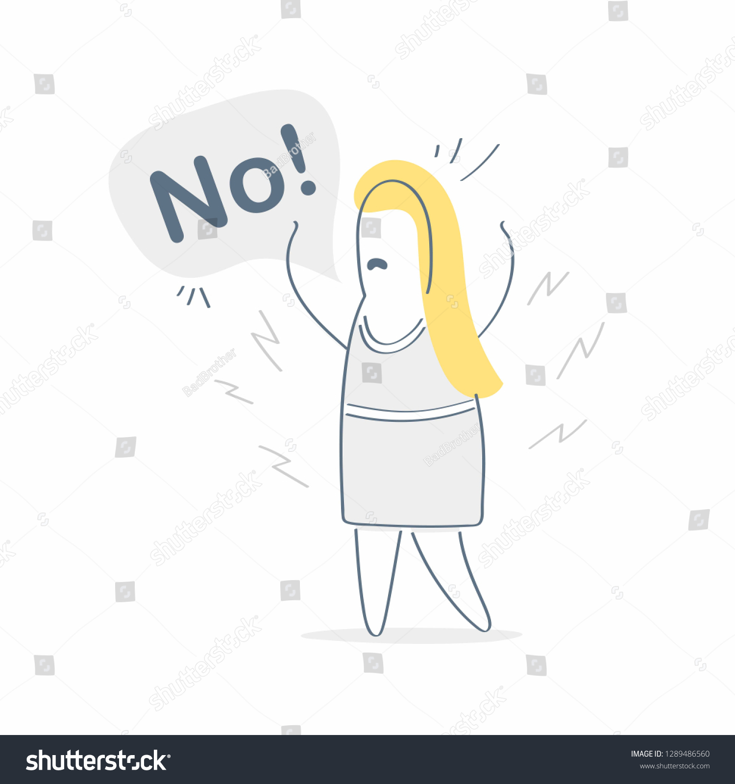 Angry Cartoon Woman Says No She Stock Vector (Royalty Free) 1289486560