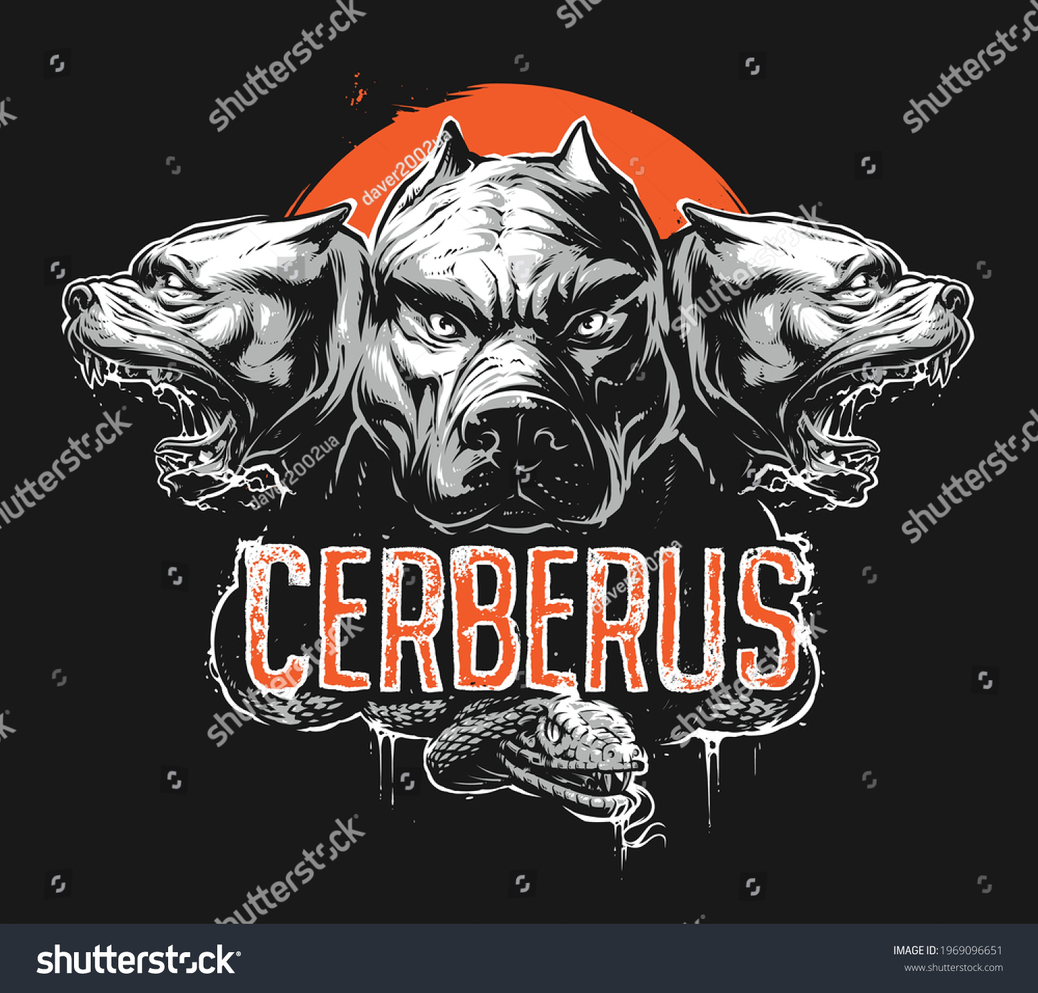 SVG of Angry Cerberus. Three headed dog svg
