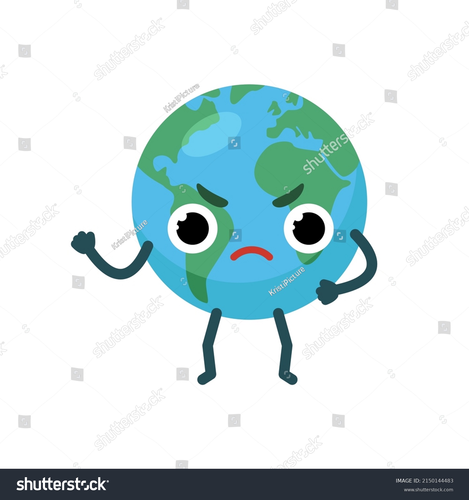 Angry Character Emotional Planet Earth Environment Stock Vector ...