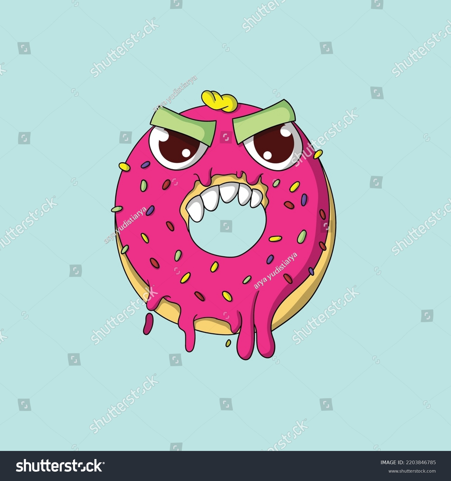 SVG of Angry Donut Food Monster Illustration svg