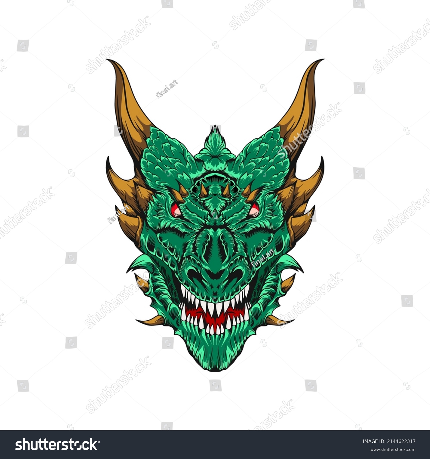 Angry Dragon Head Vector Illustration Stock Vector (Royalty Free ...