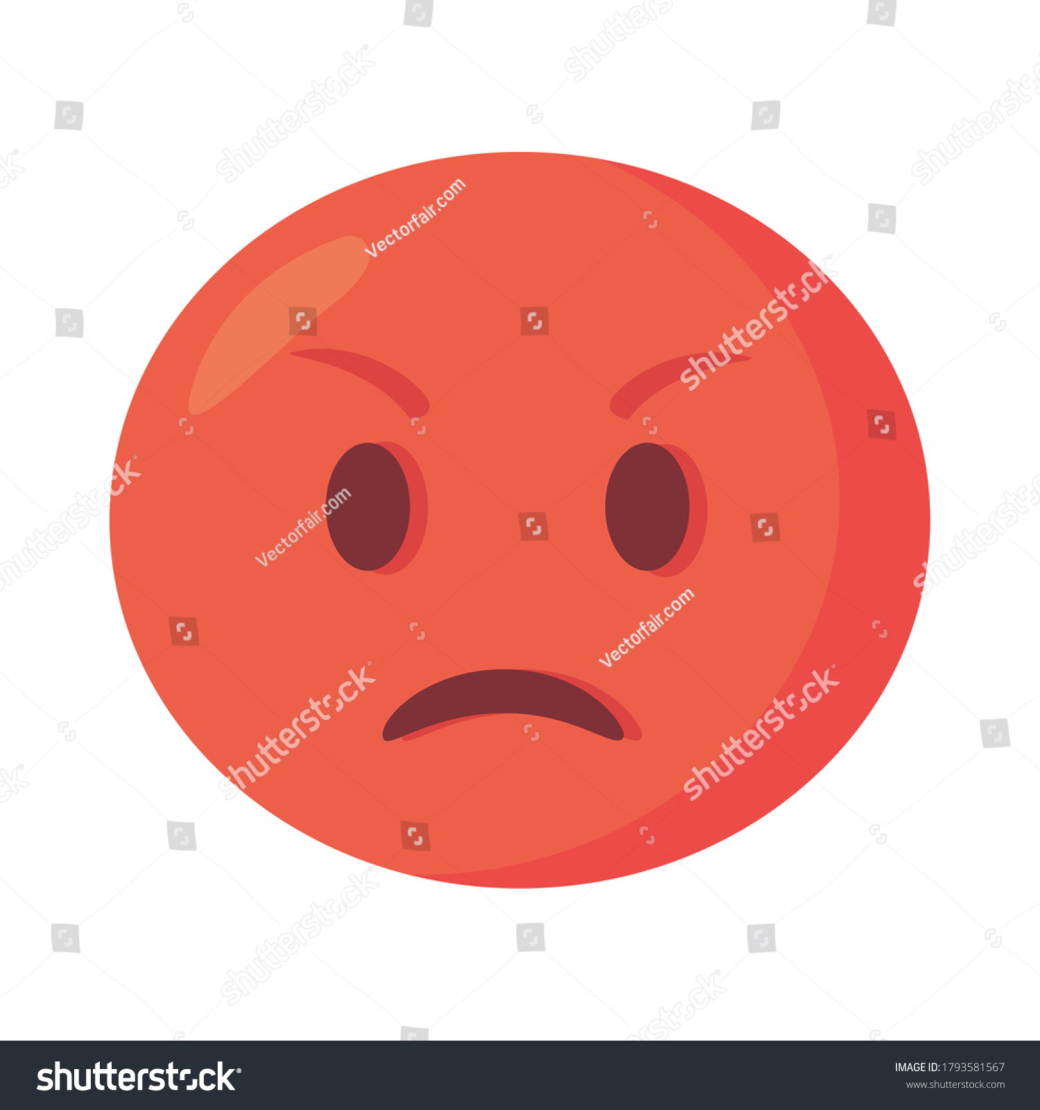 Angry Emoji Red Face Flat Style Stock Vector (Royalty Free) 1793581567
