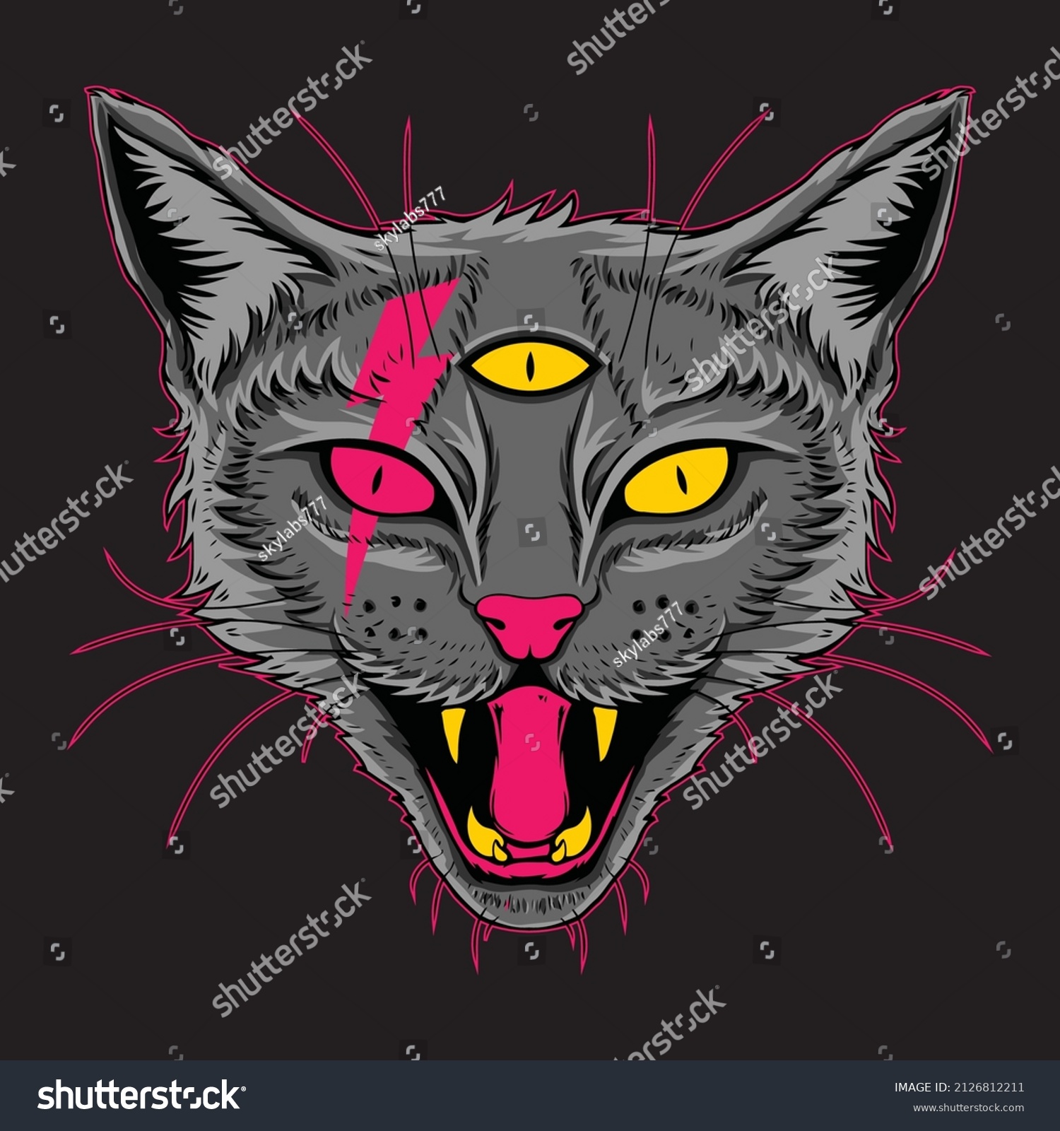 Angry Evil Cat Drawing Vector Stock Vector (Royalty Free) 2126812211