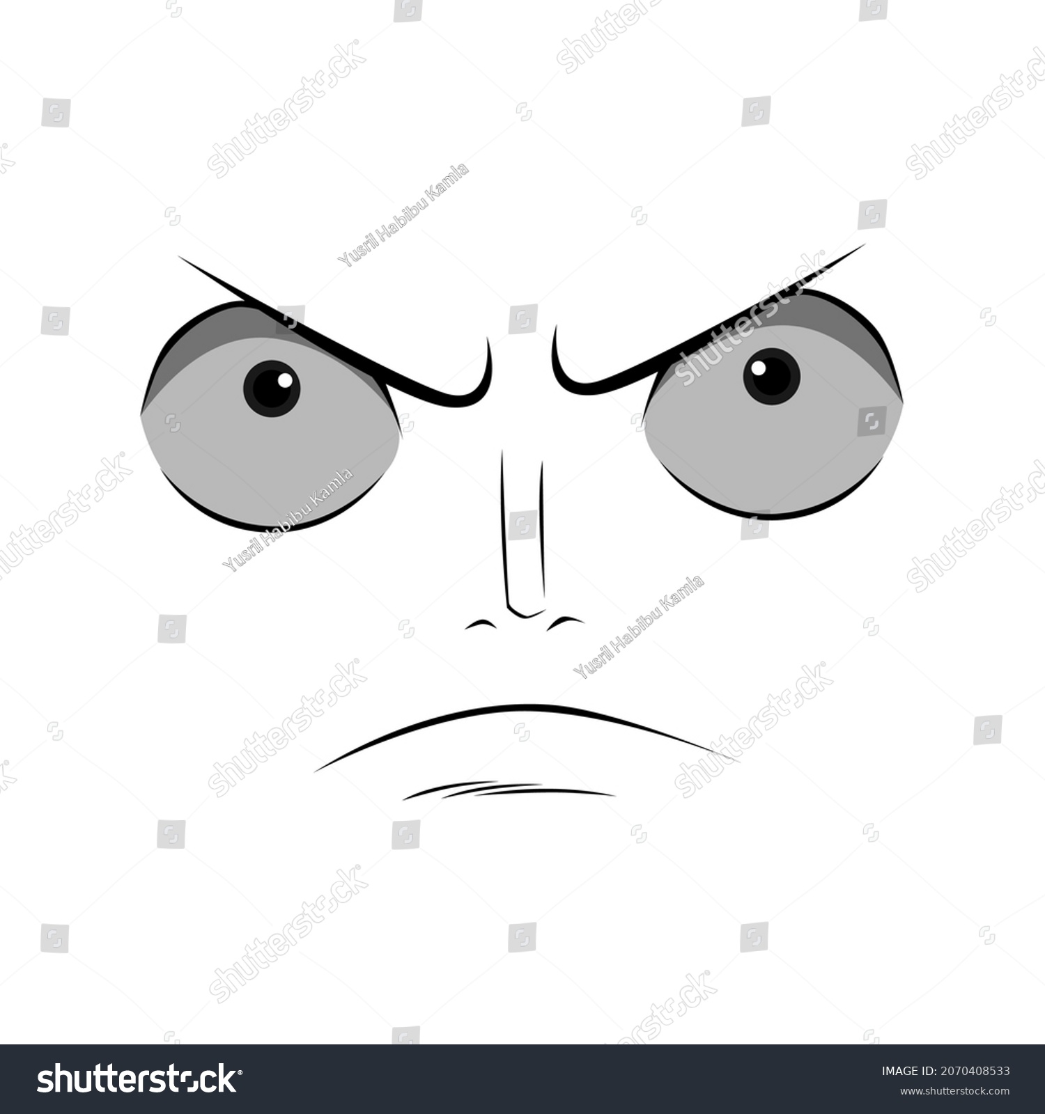 Angry Facial Expression Illustration Visual Design Stock Vector ...