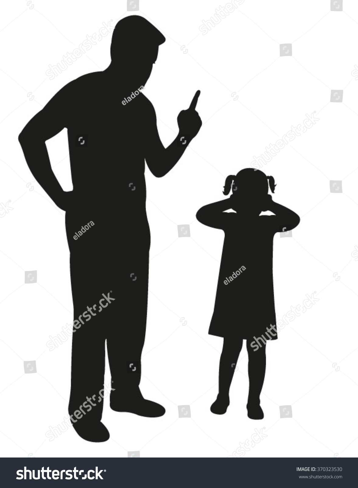 Angry Father Scolding His Daughter Pointing Stock Vector Royalty Free 