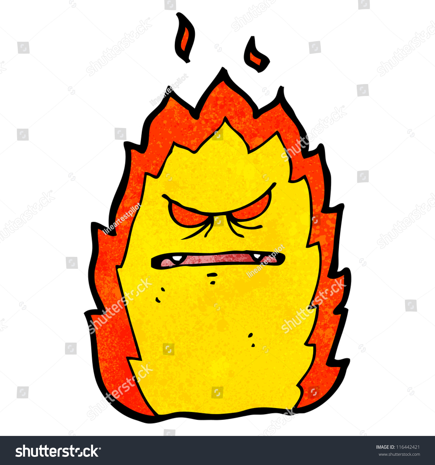 Angry Fire Cartoon Character Stock Vector Illustration 116442421 ...