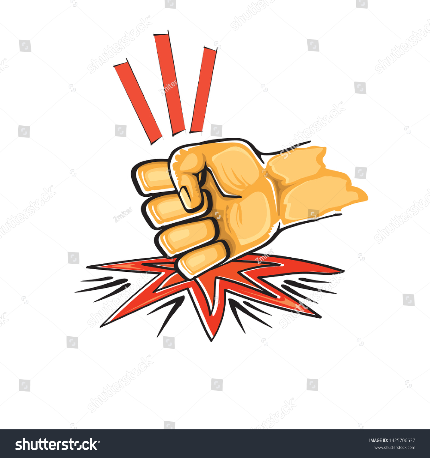 Angry Fist On Table Vector Icon Stock Vector (Royalty Free) 1425706637