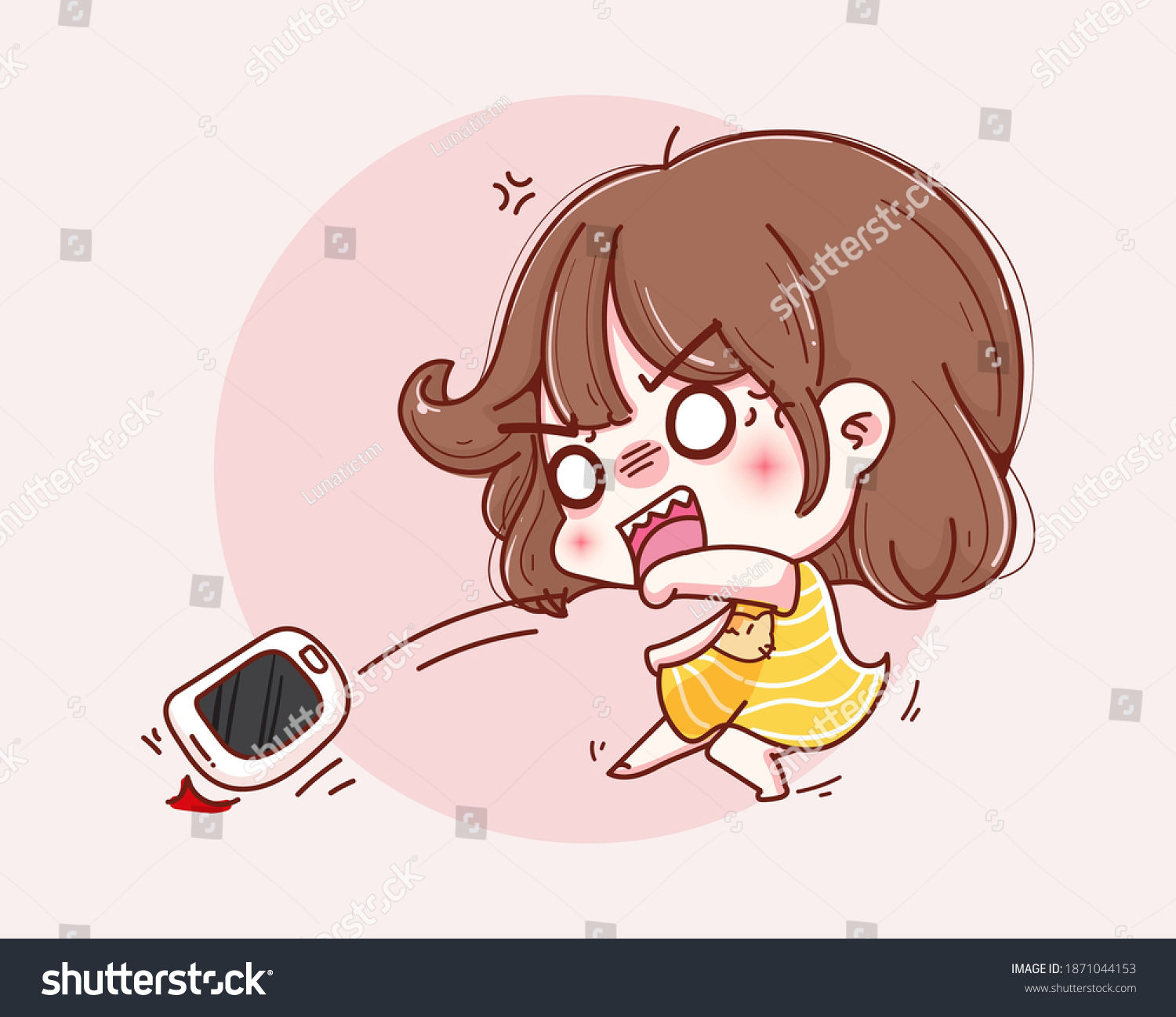 Angry Girl Throwing Phone Vector Character Stock Vector Royalty Free 1871044153 Shutterstock 