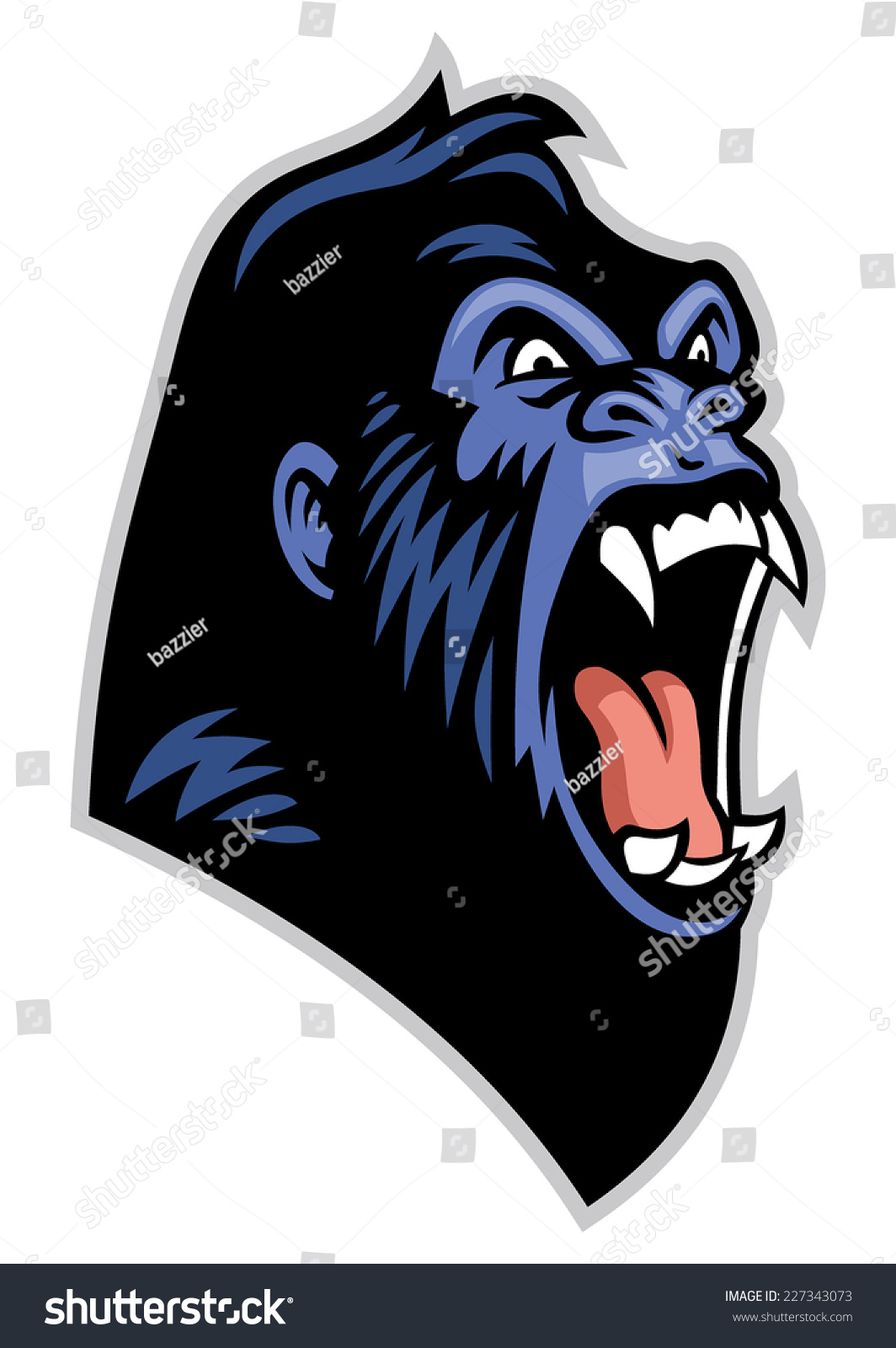 Angry Gorilla Head Stock Vector 227343073 - Shutterstock