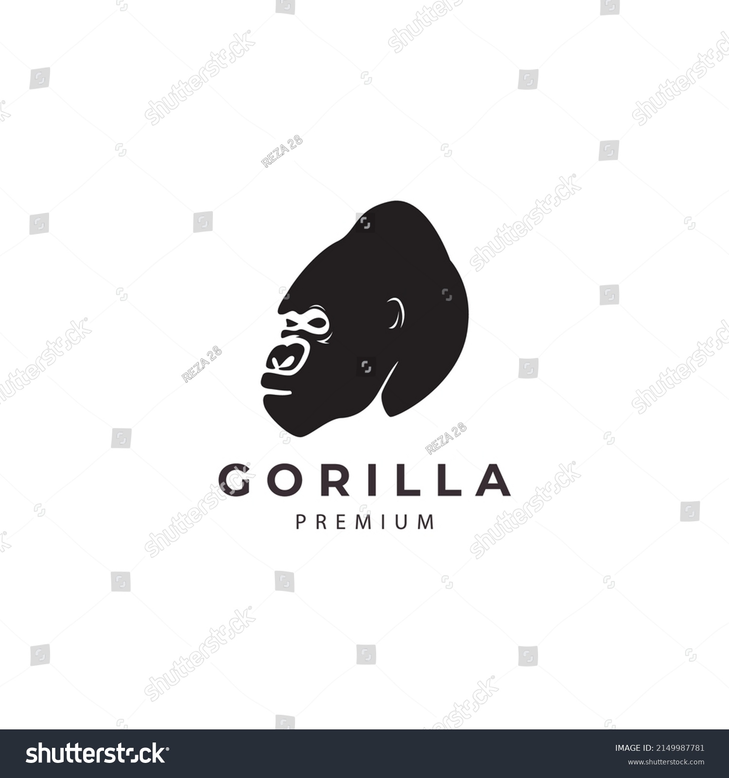 Angry Gorilla Head Monkey Face Silhouette Stock Vector (Royalty Free ...