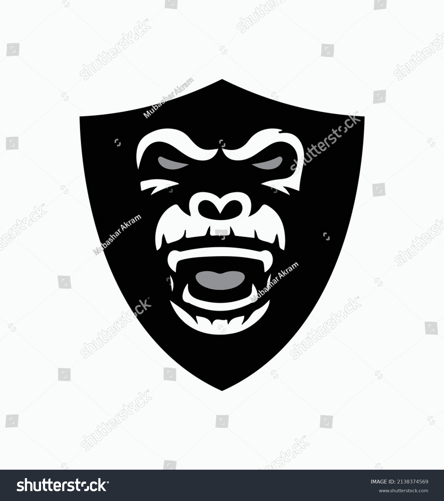 Angry Gorilla Symbol Shield Vector Illustrations Stock Vector (Royalty ...