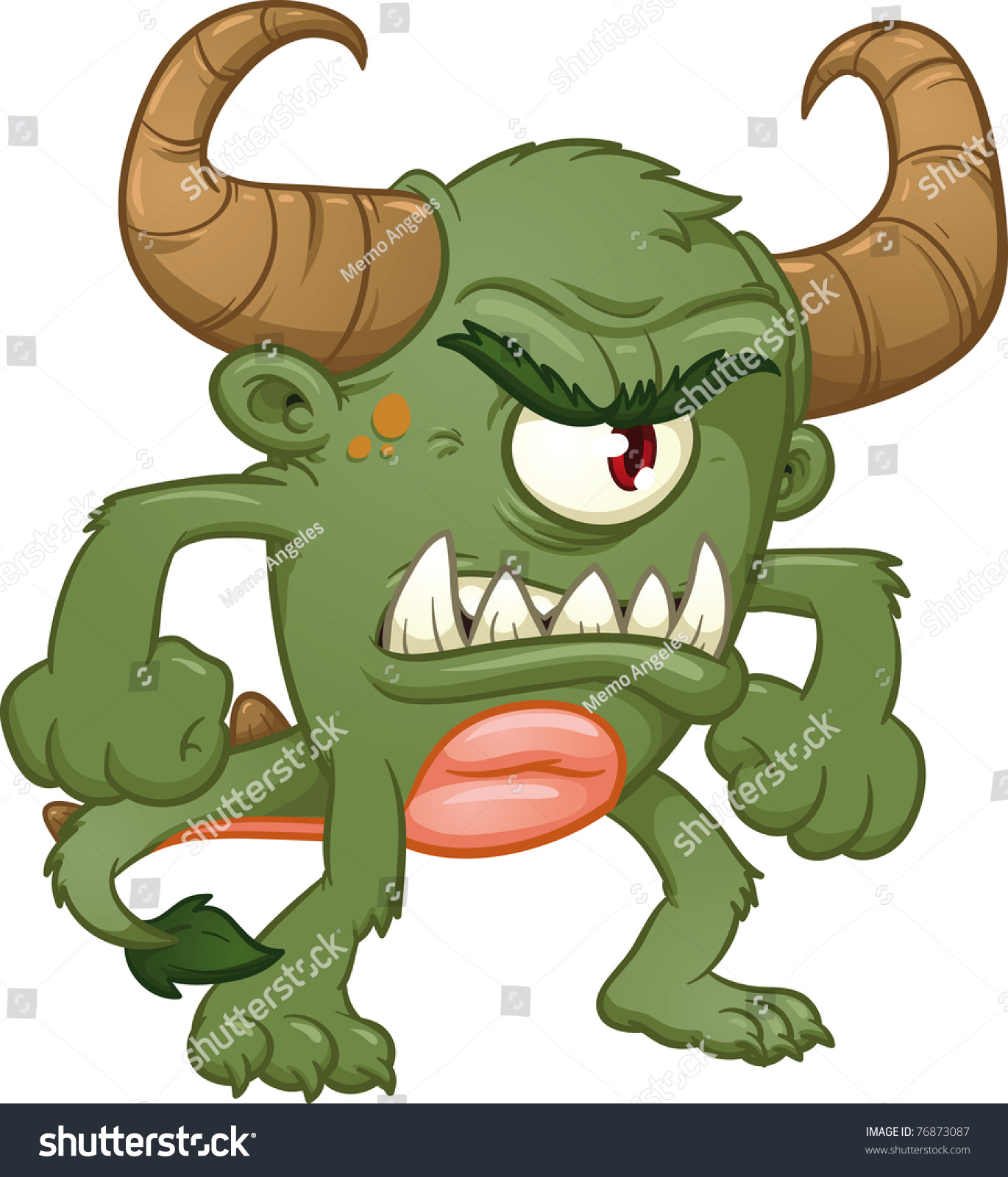 Angry Green Monster Vector Illustration Simple Stock Vector 76873087 ...